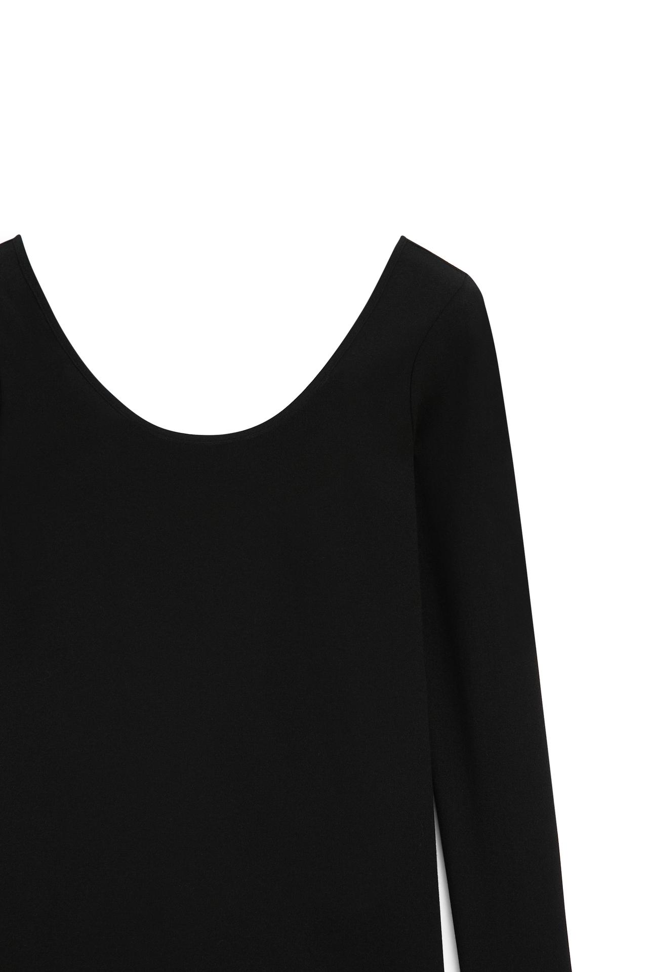 Long fitted wool blend top - LIMITED EDITION — BLACK