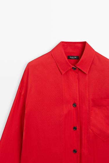 Oversize flowing shirt with pocket detail — RED 4