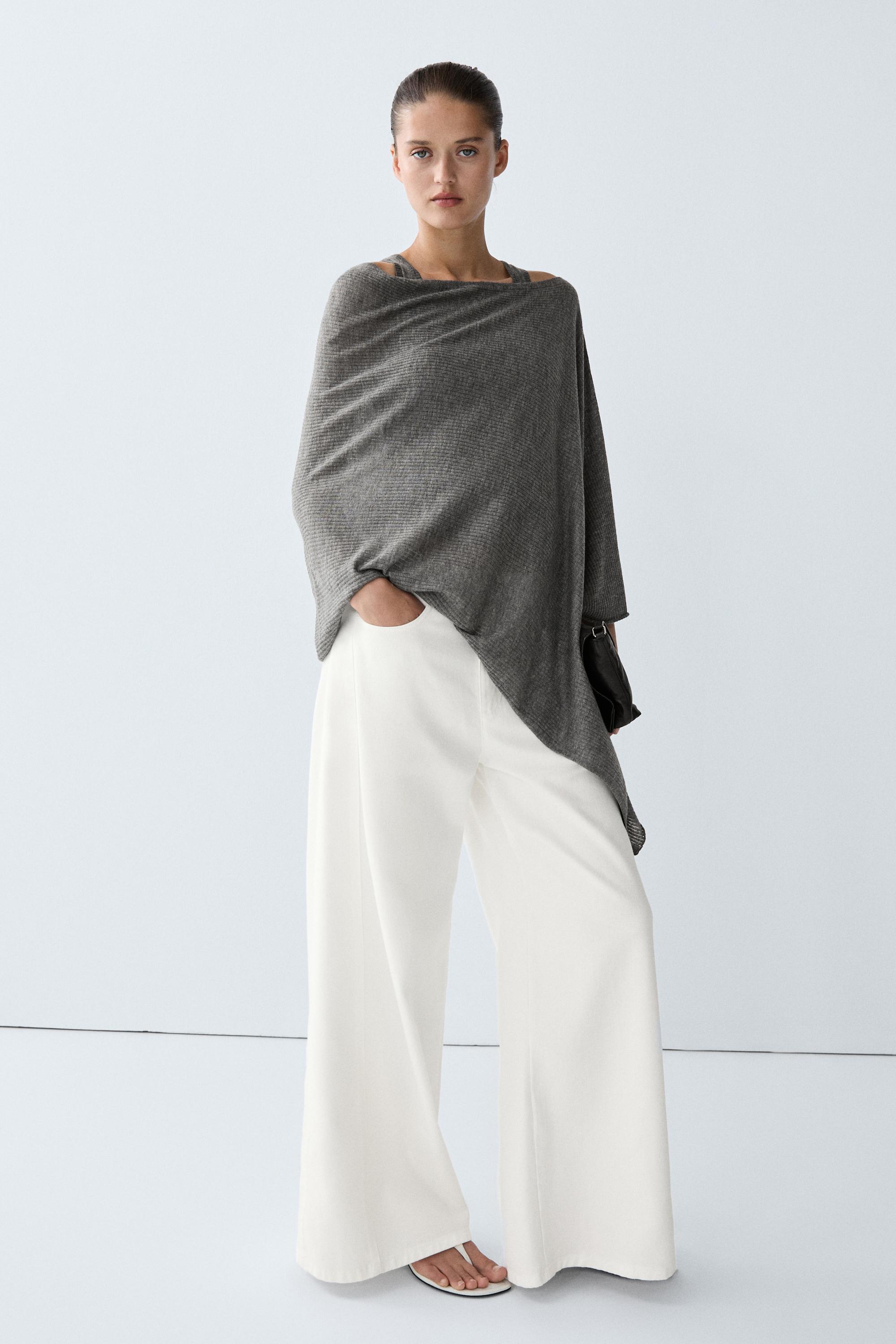 Fine knit cape — GREY