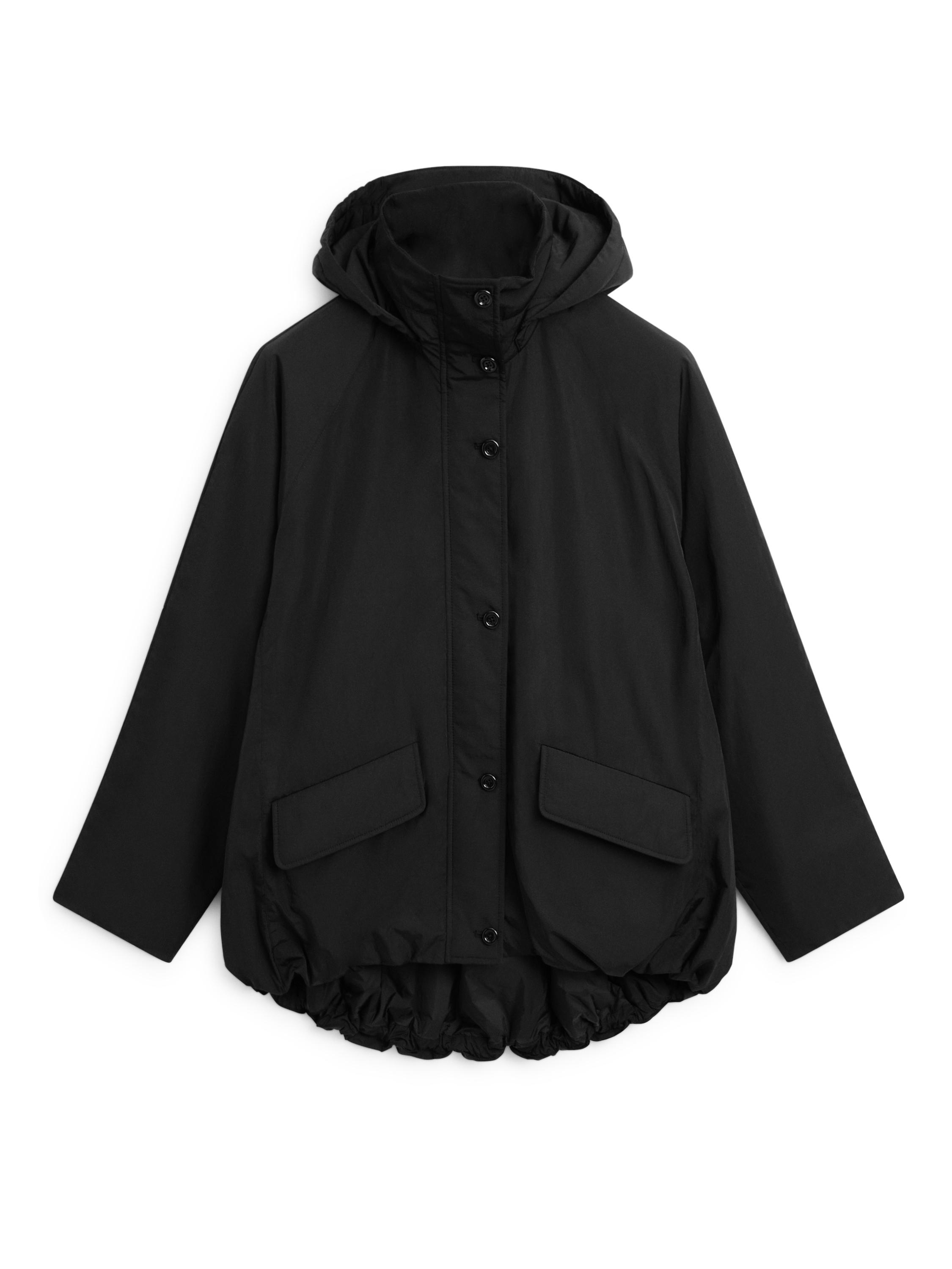 Long technical fabric parka — BLACK