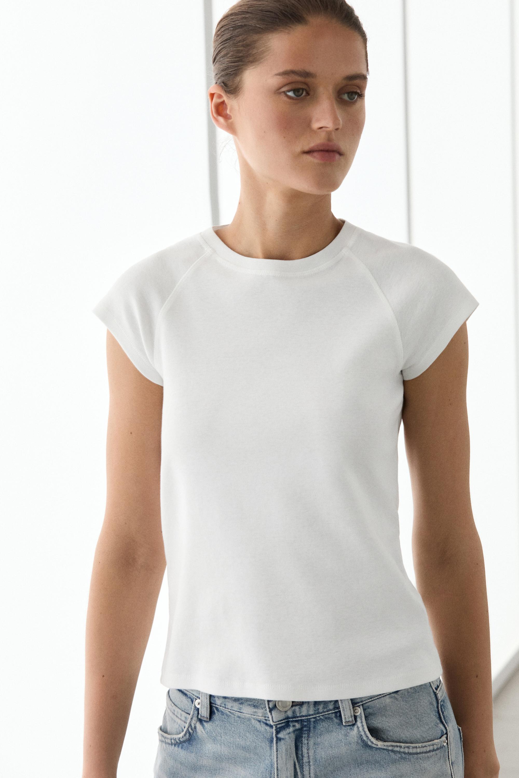 100% Cotton Short Sleeve Raglan T-Shirt — Off white