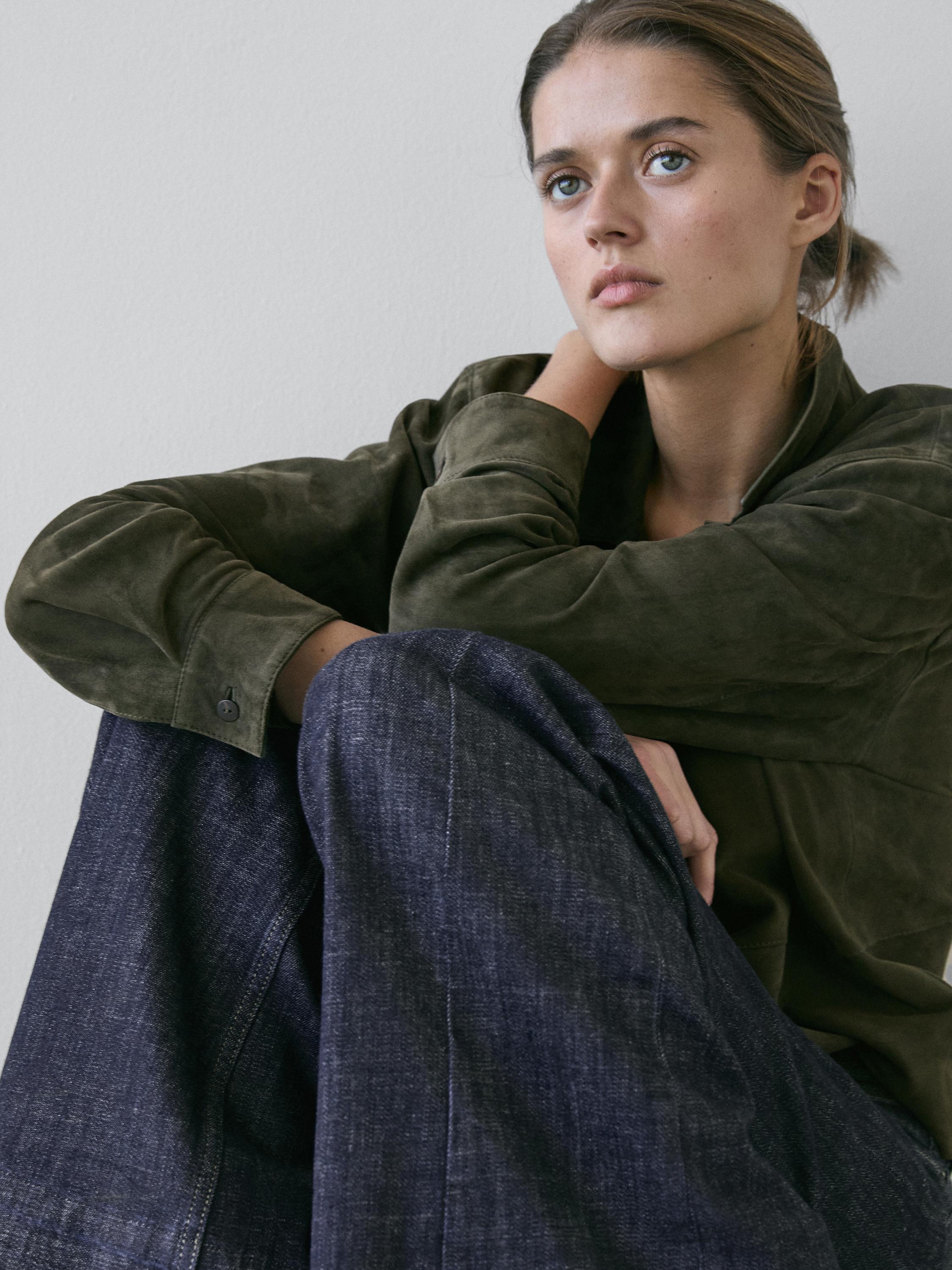 Flared high-waist jeans — DARK BLUE