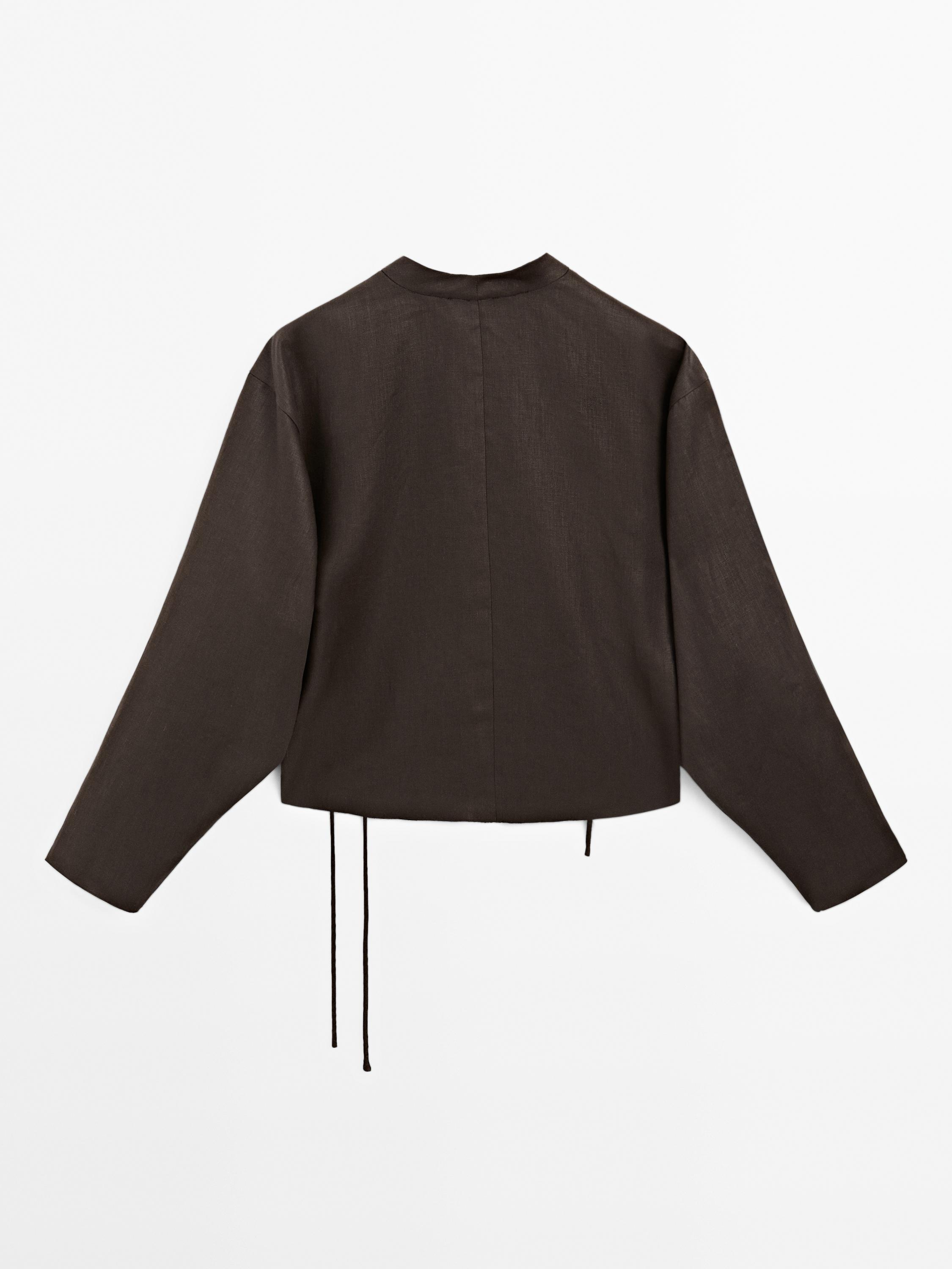 Flowing linen shirt with tie detail - Studio