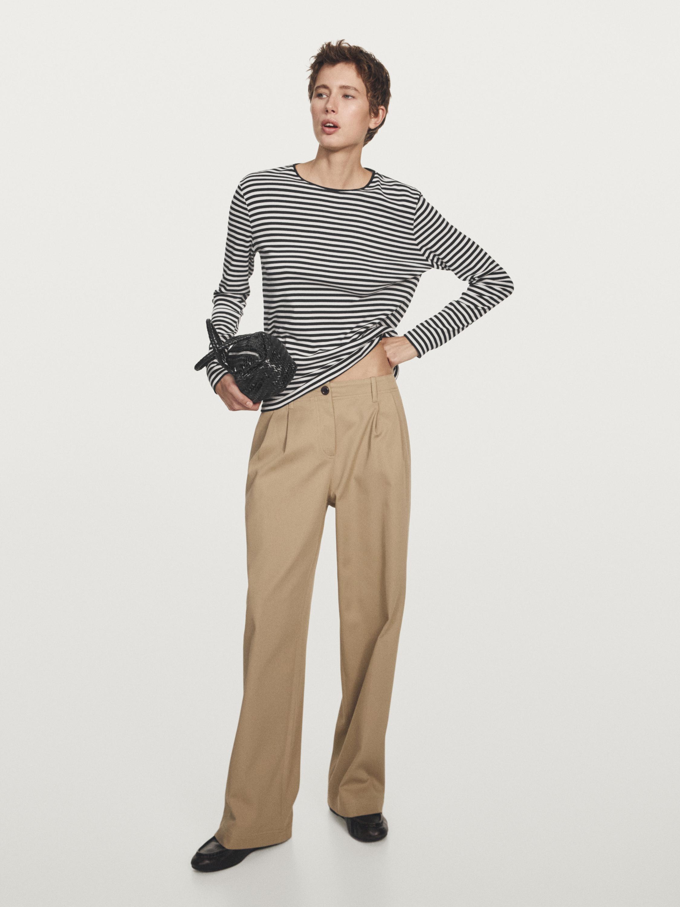 Striped long sleeve T-shirt with contrast detail