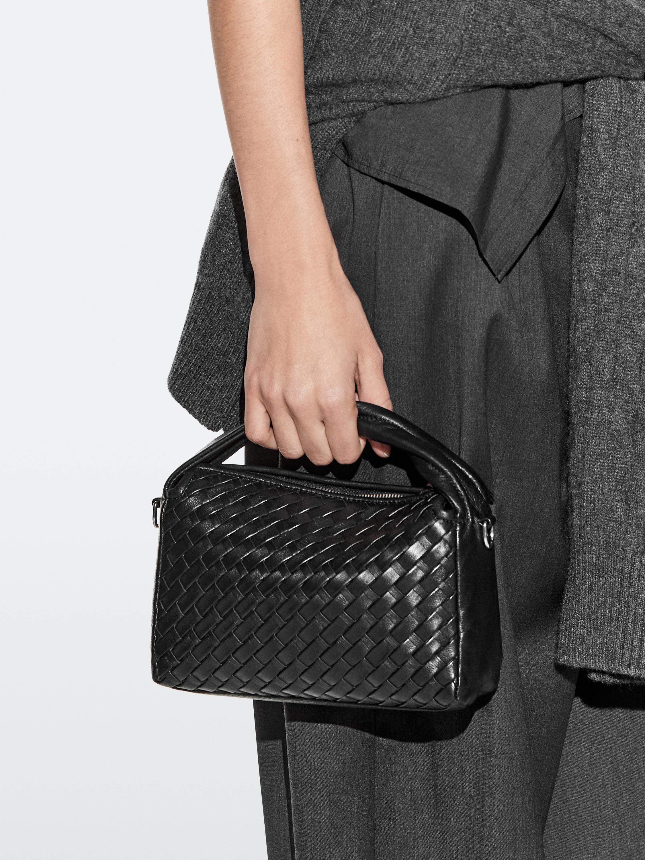 Nappa leather braided mini bag · Black, Burgundy · Bagsâ Andâ