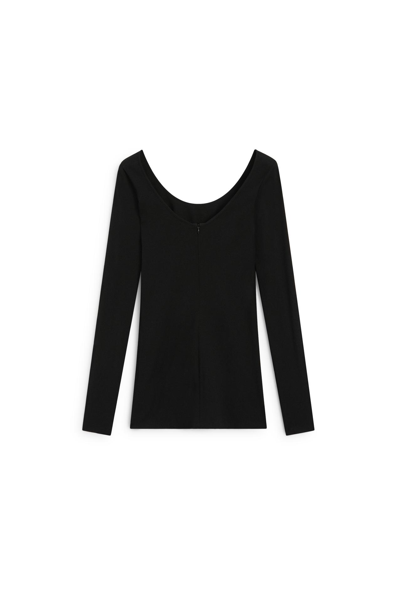 Long fitted wool blend top - LIMITED EDITION — BLACK