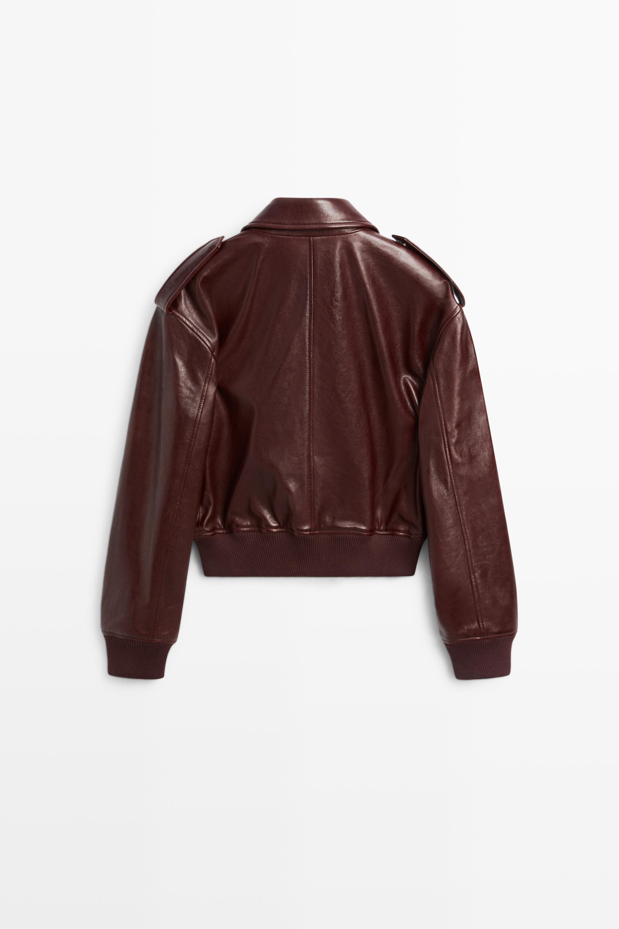 Nappa leather jacket with pockets — MAROON