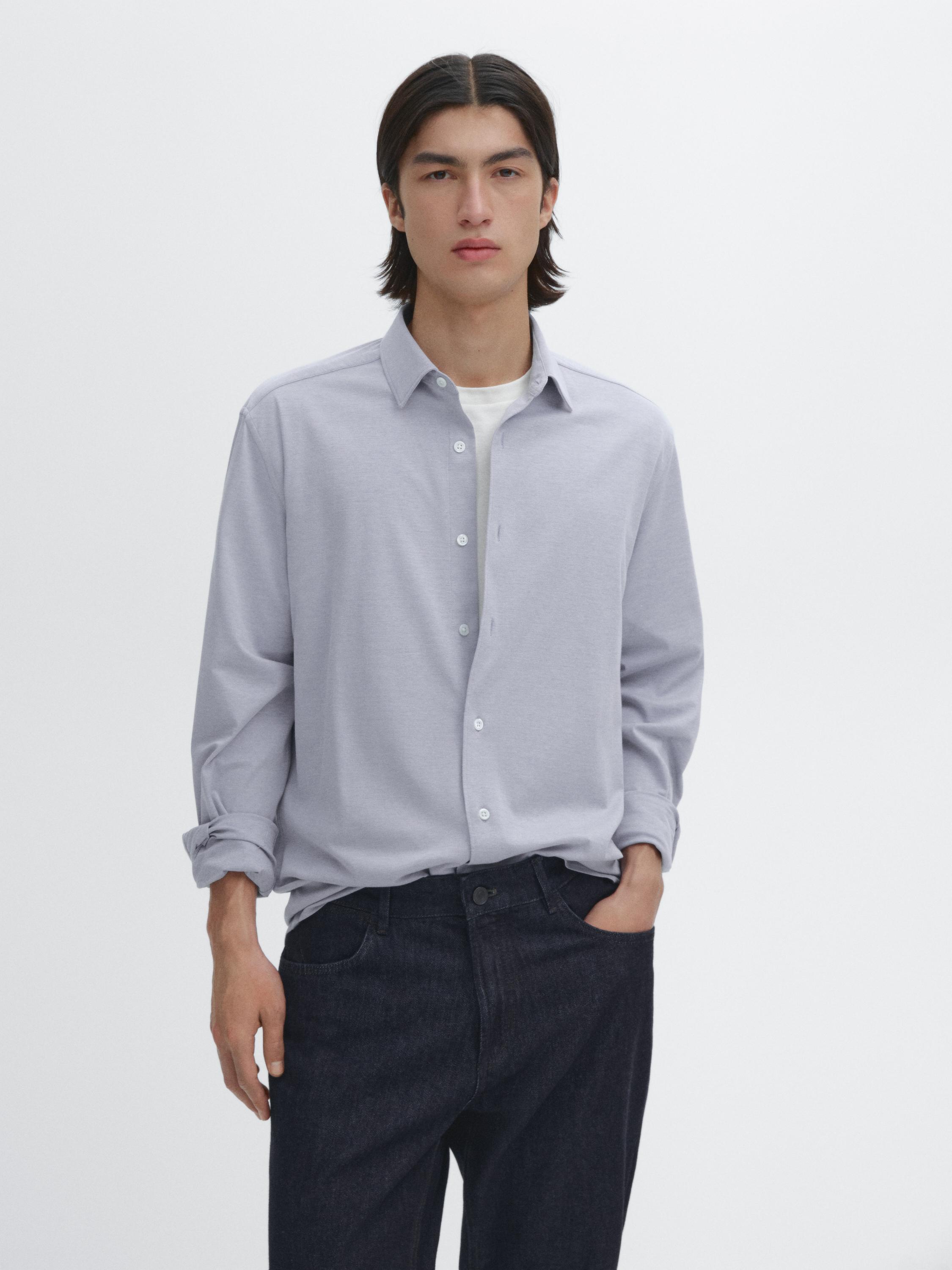 Melange cotton blend shirt