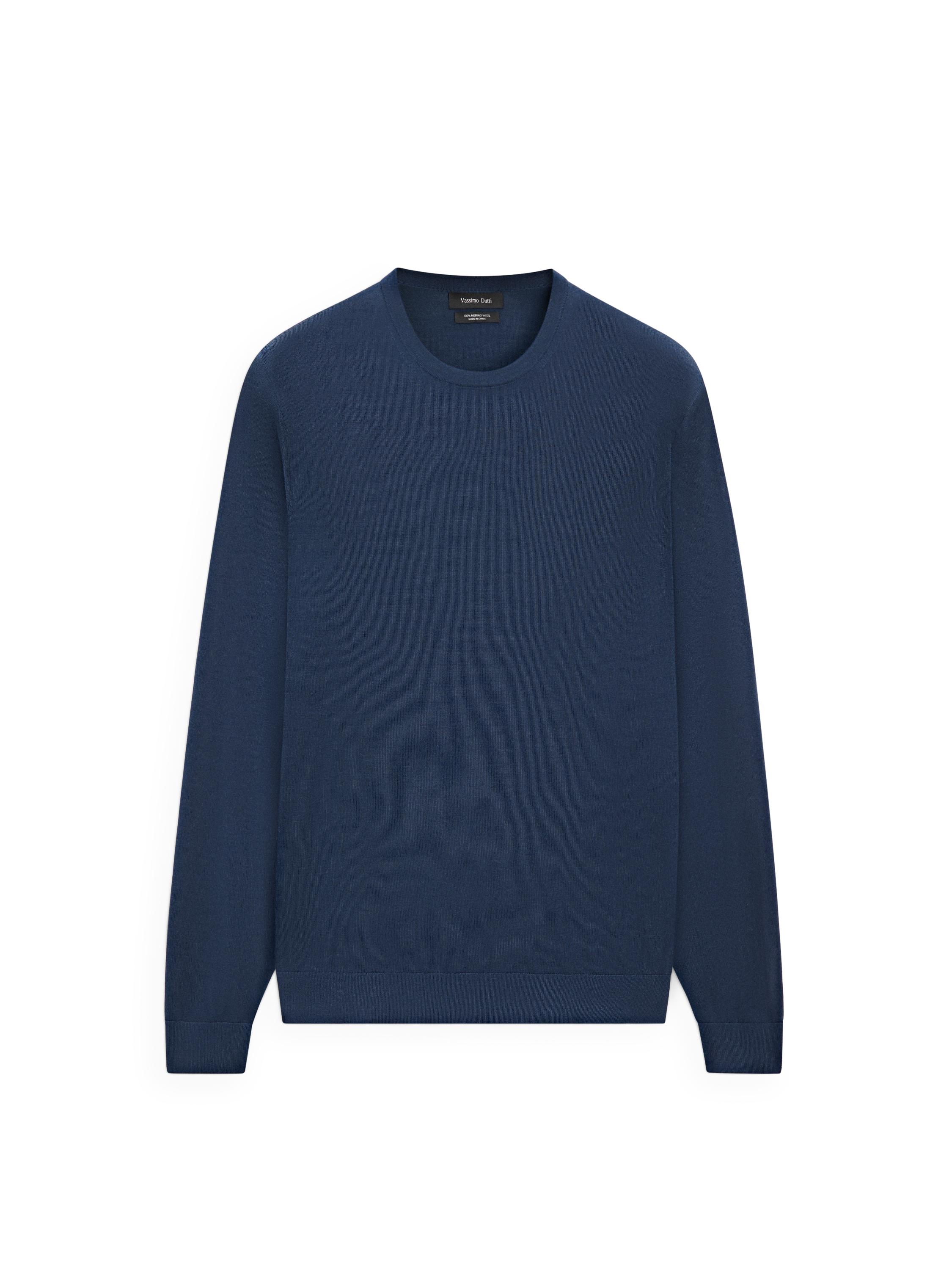 100% merino wool knit sweater — Prussian blue