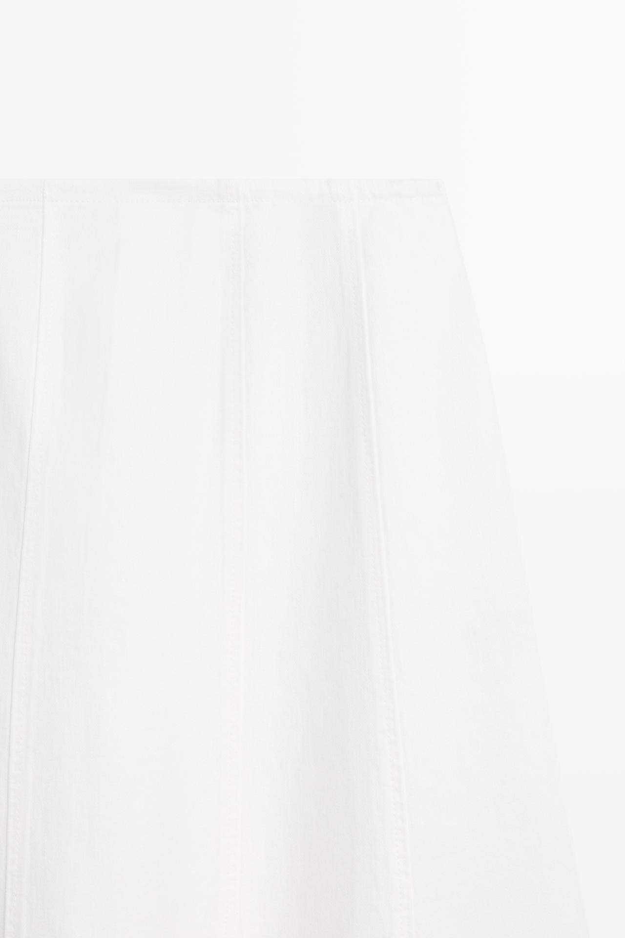 100% linen denim-effect midi skirt — Off white