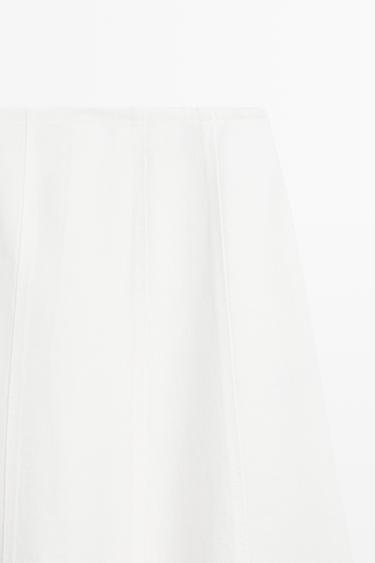 100% linen denim-effect midi skirt — Off white 4