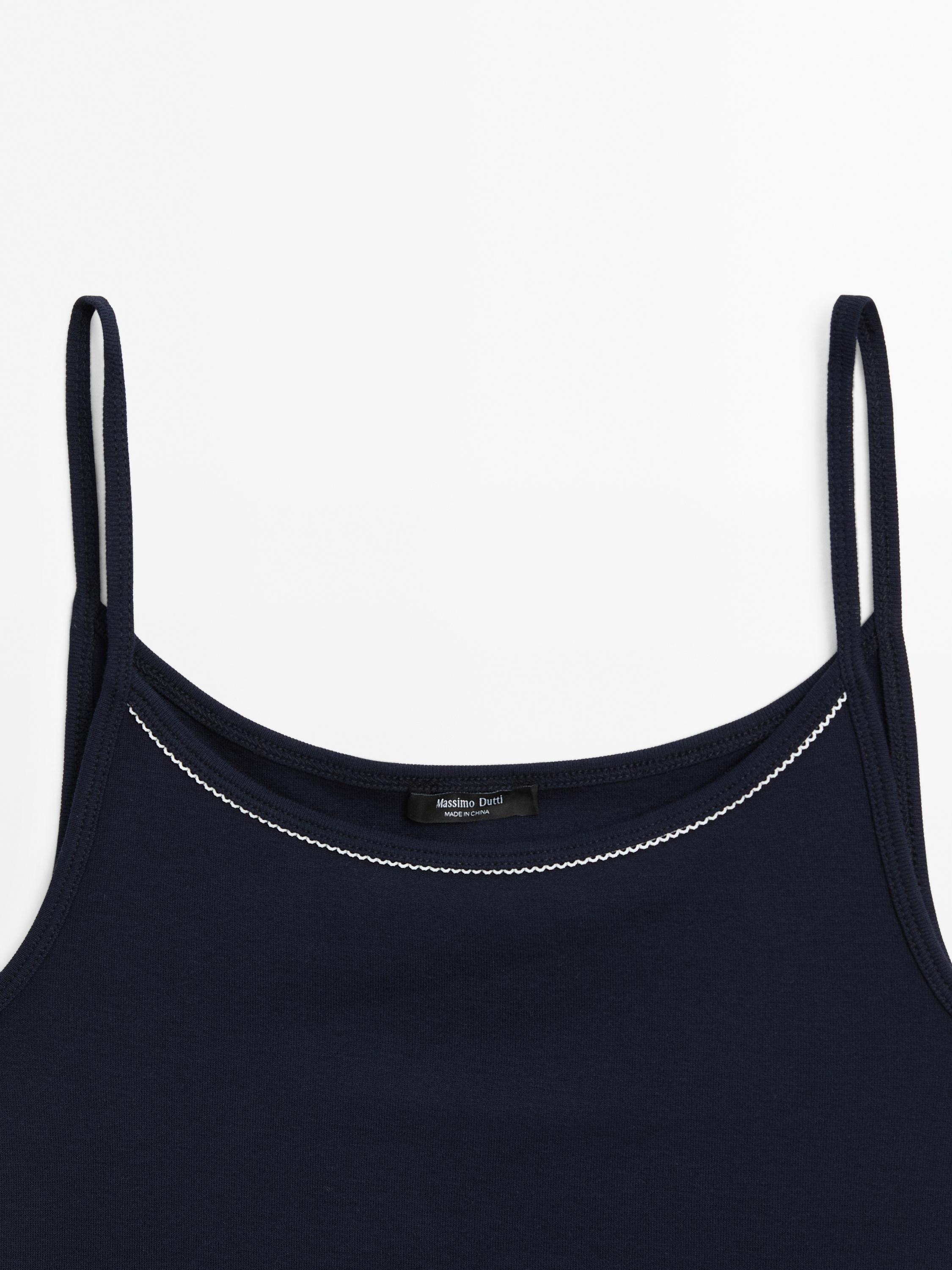 Strappy knit top with lace trim