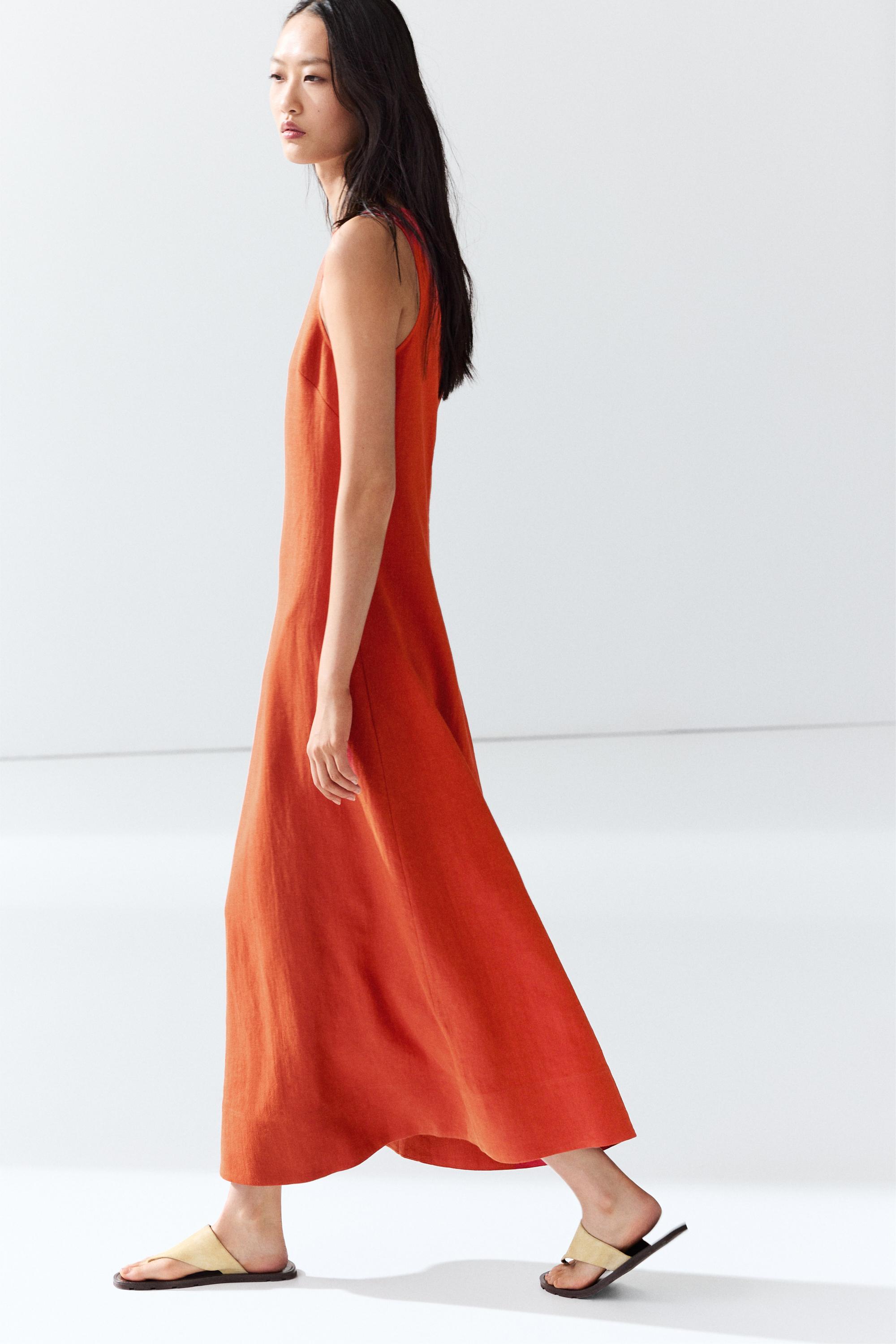 100% linen halter dress — RED