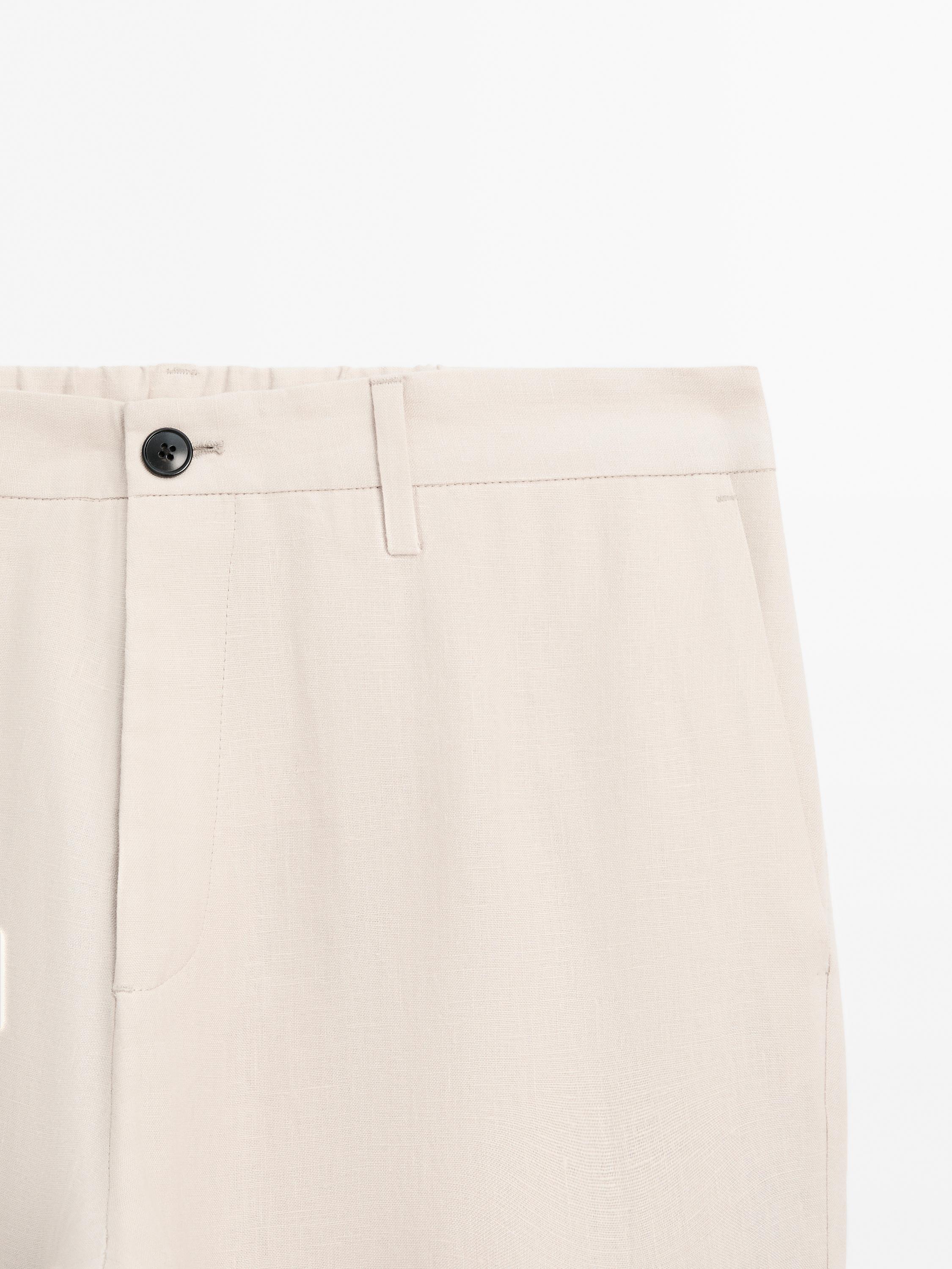 Pantalón regular fit 100% lino