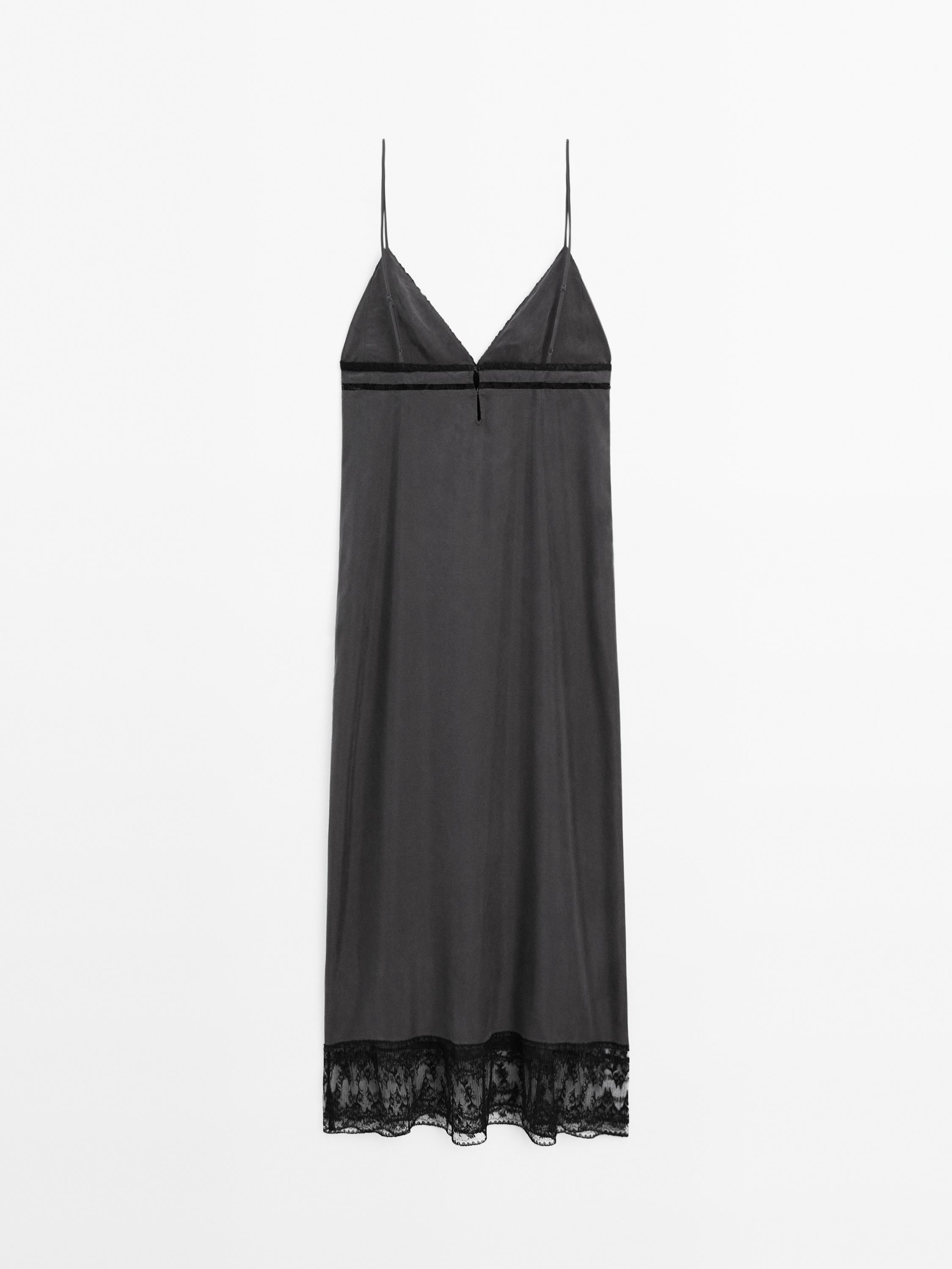 Midi šaty zo 100 % hodvábu s čipkou