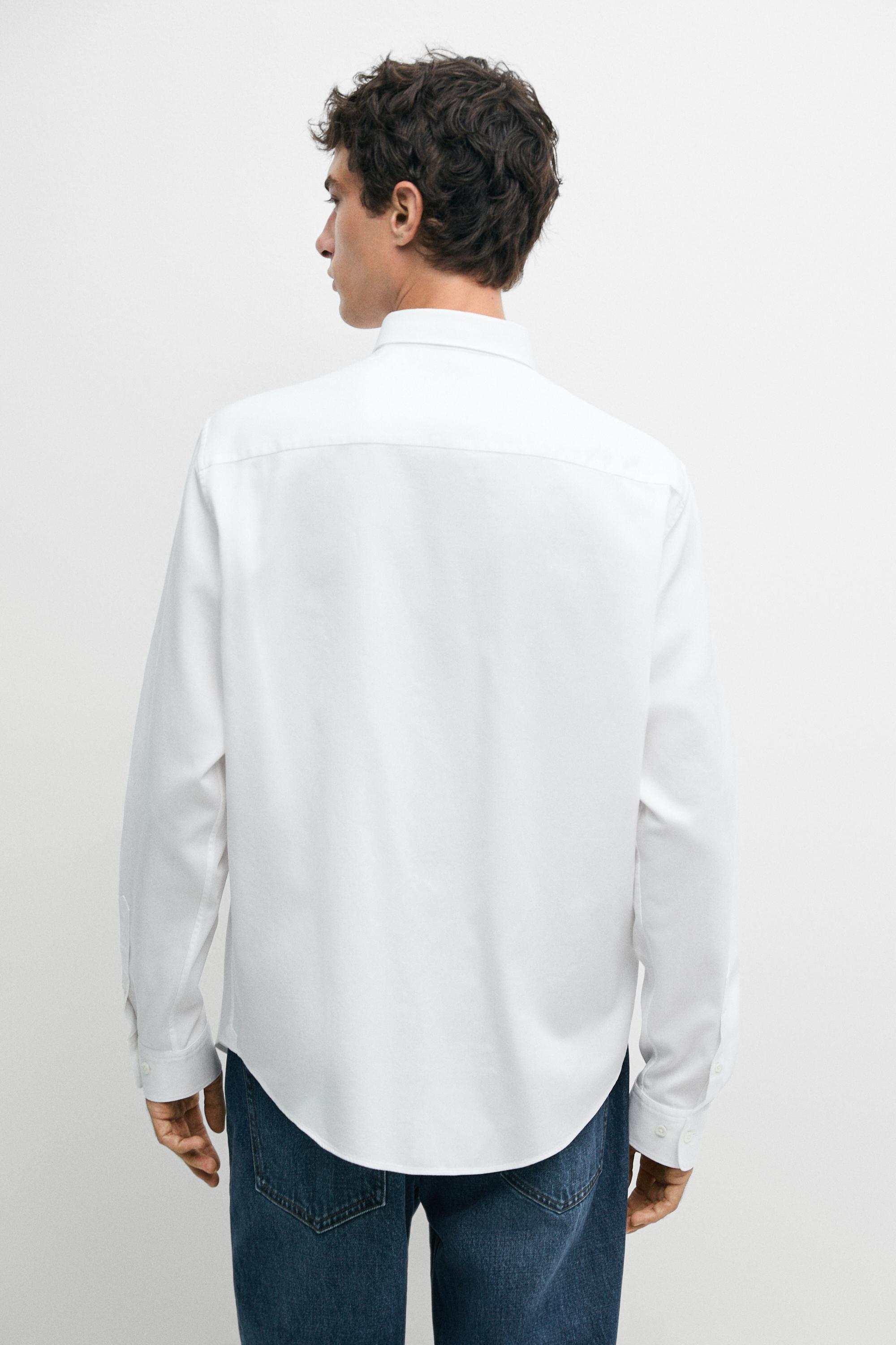 Textured 100% cotton shirt — WHITE