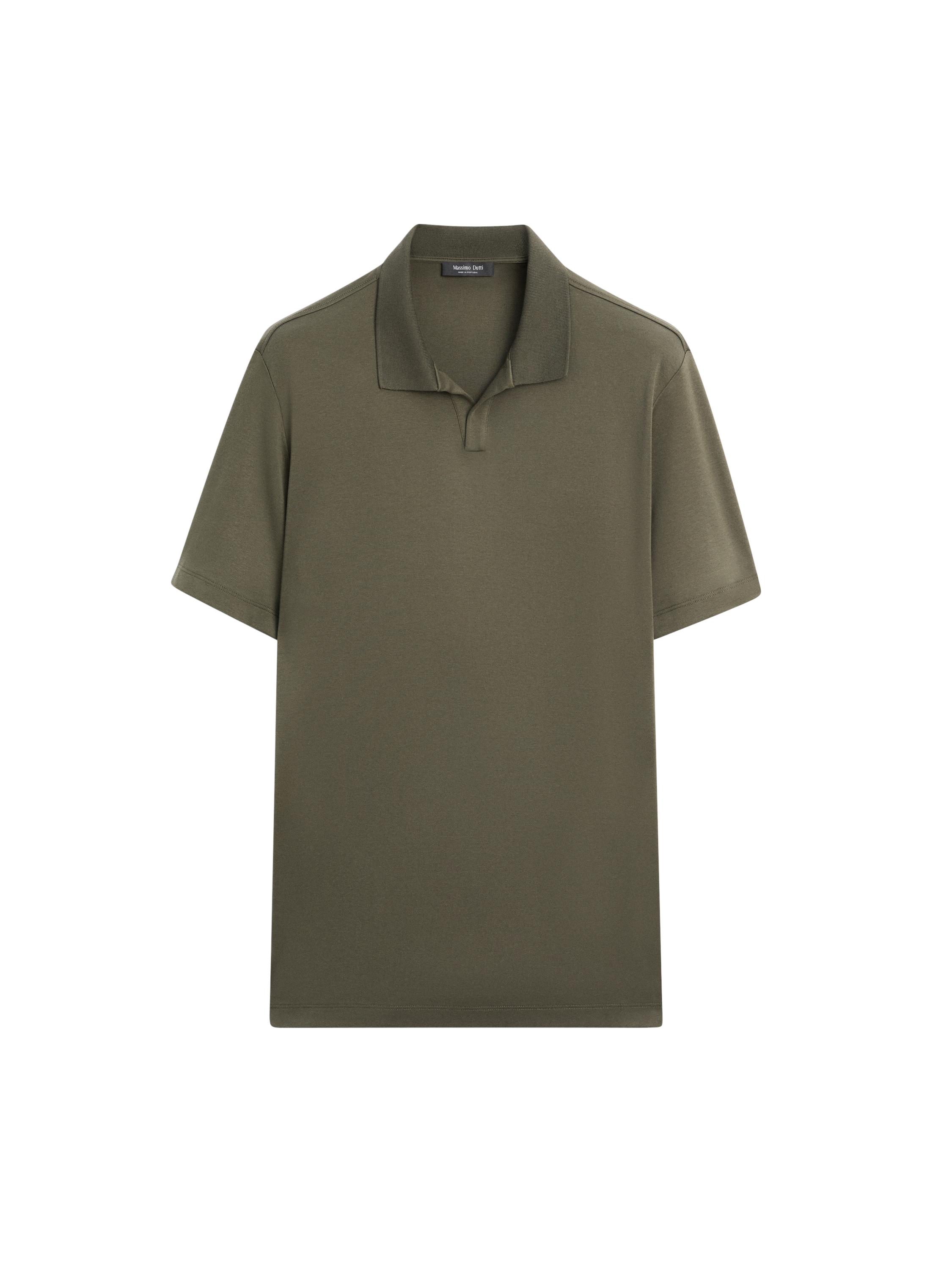 Short sleeve cotton knit polo shirt · Off White, Khaki · Polo