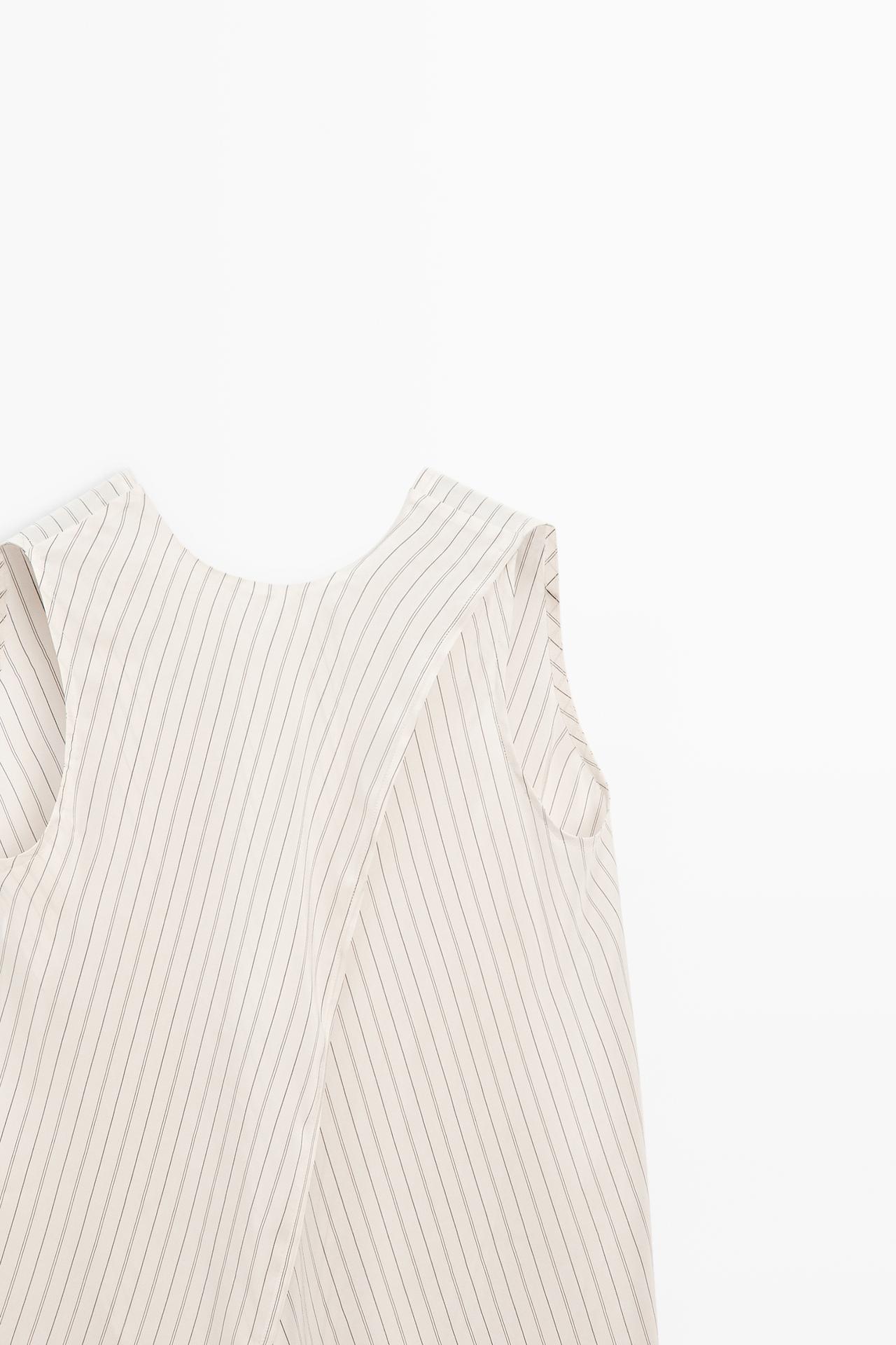 STUDIO flowing striped wrap top — CREAM