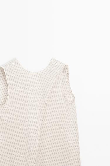 STUDIO flowing striped wrap top — CREAM 3