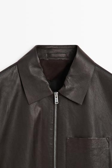Nappa leather jacket with pocket — BROWN 9