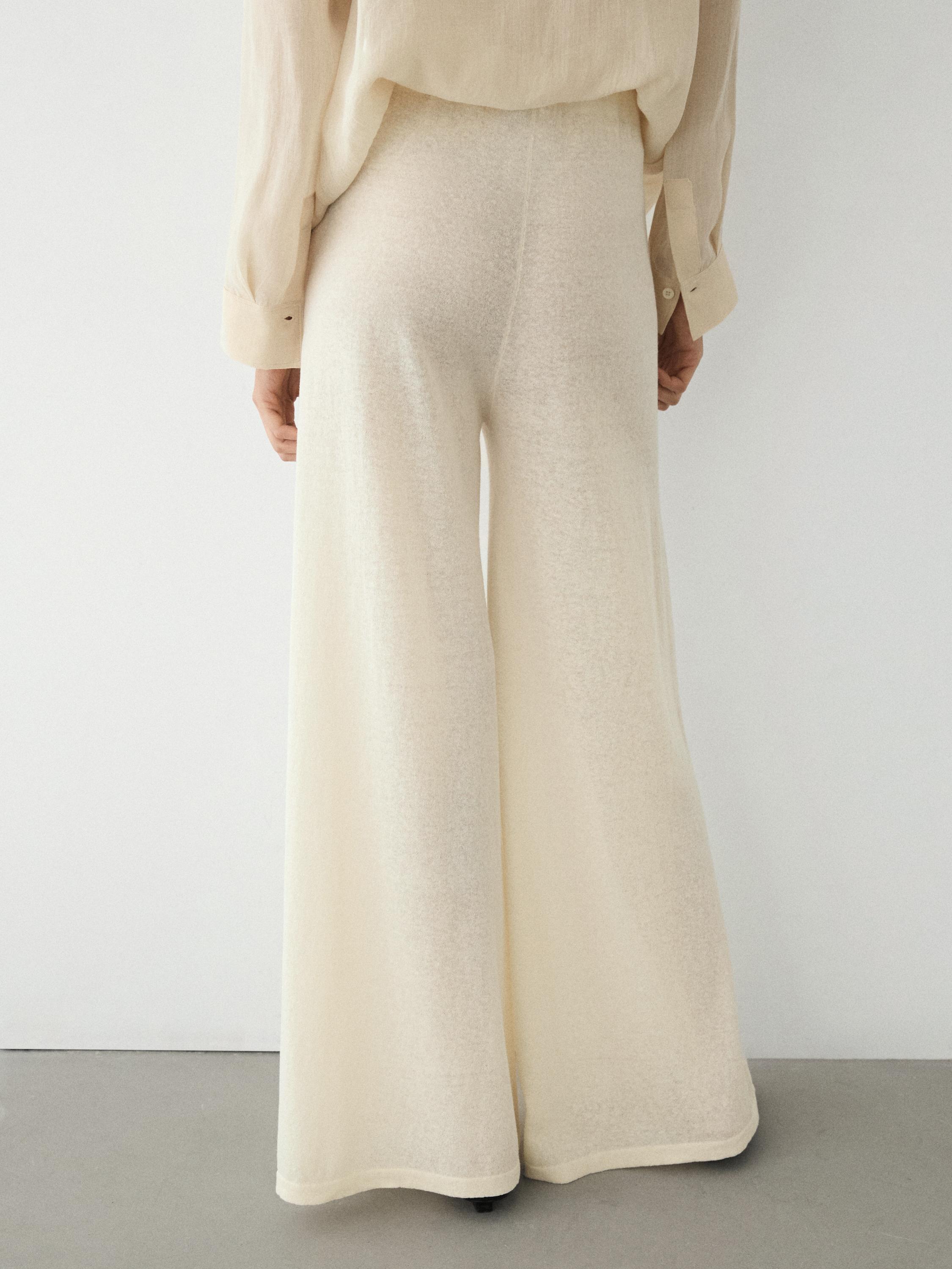 Total look wide-leg flowing trousers — Vanilla