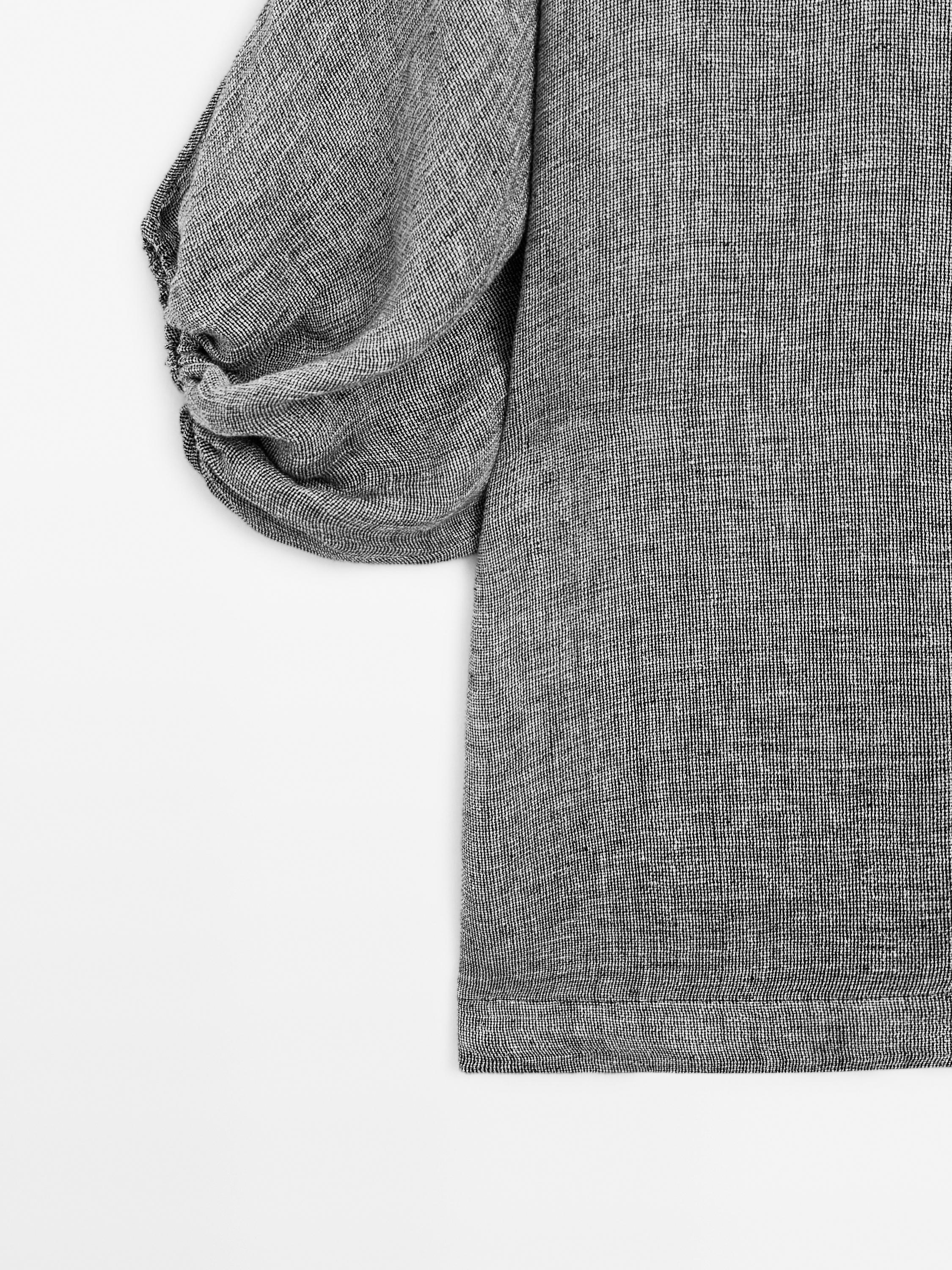 100% linen short dress with sleeve detail