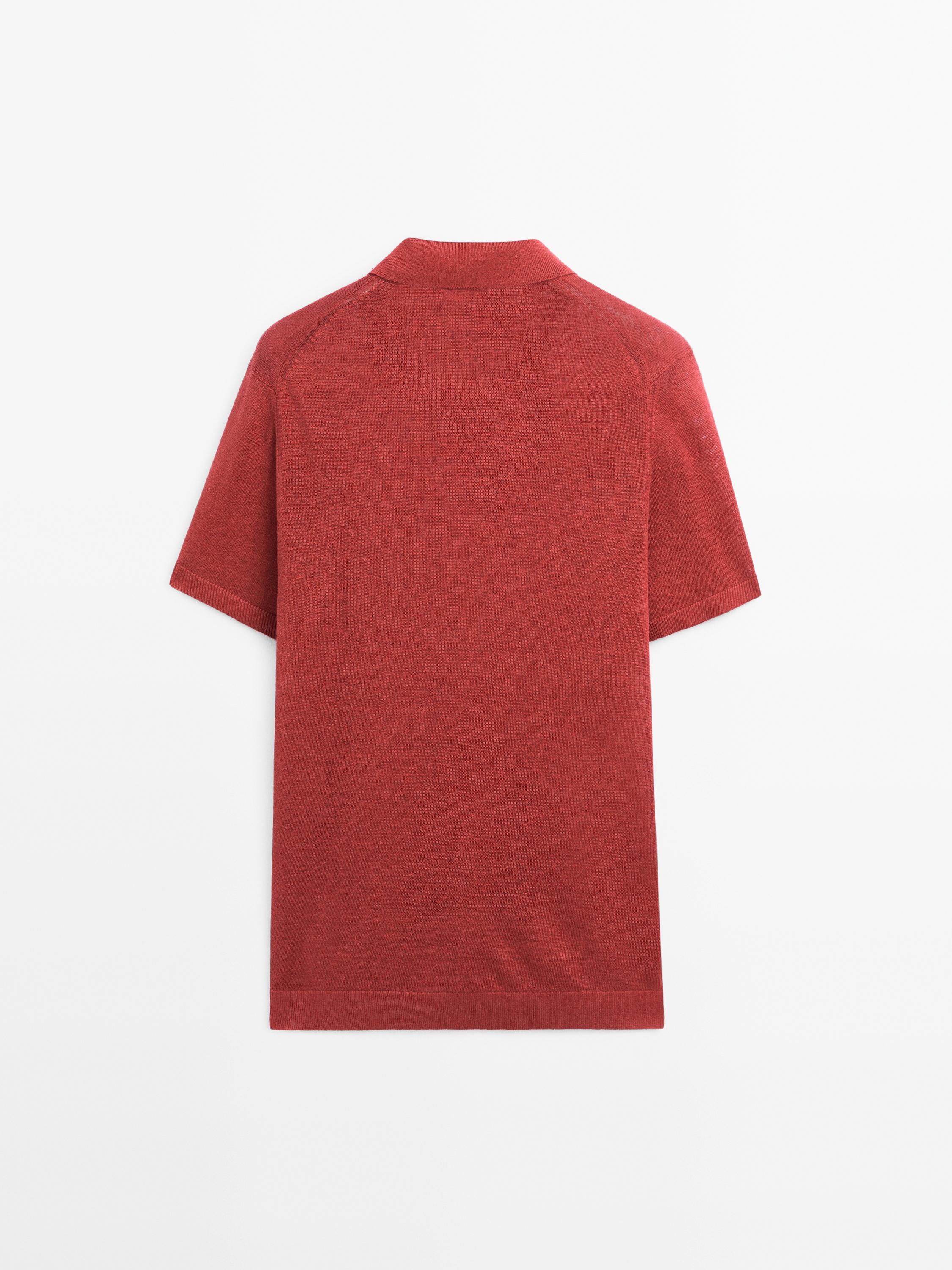 100% linen knit polo shirt