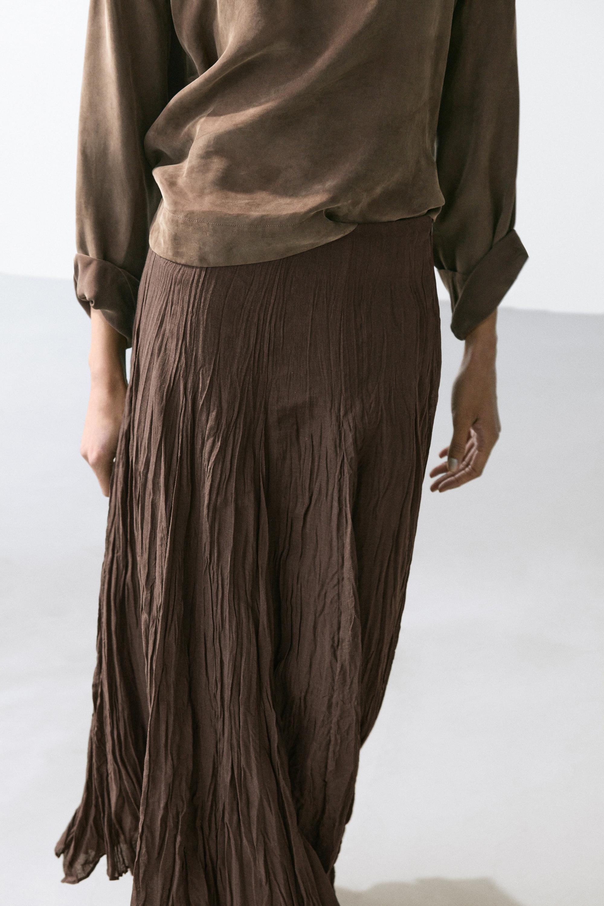 Flowing godet midi skirt — Chocolate