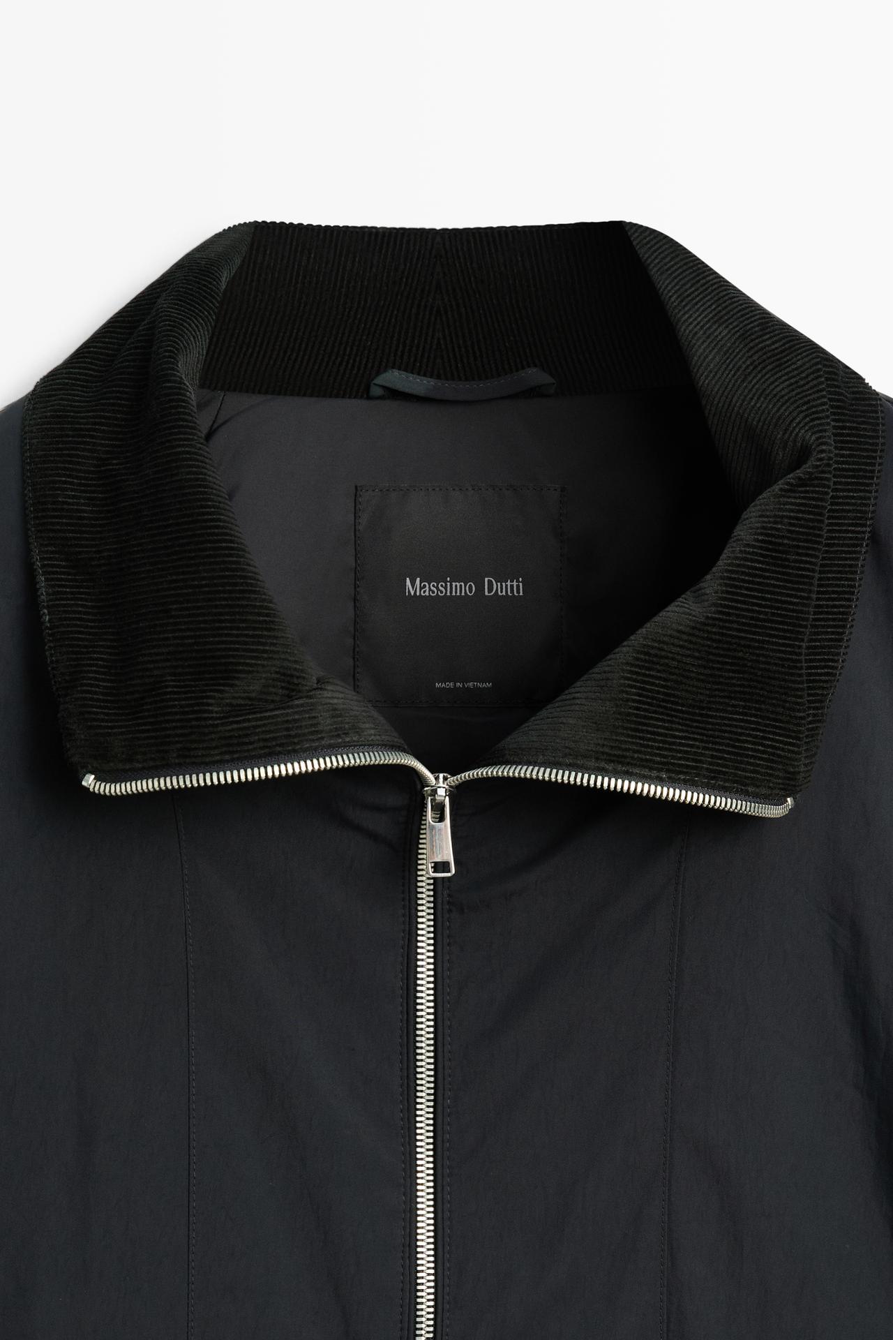 Quilted corduroy-collar parka — NAVY BLUE