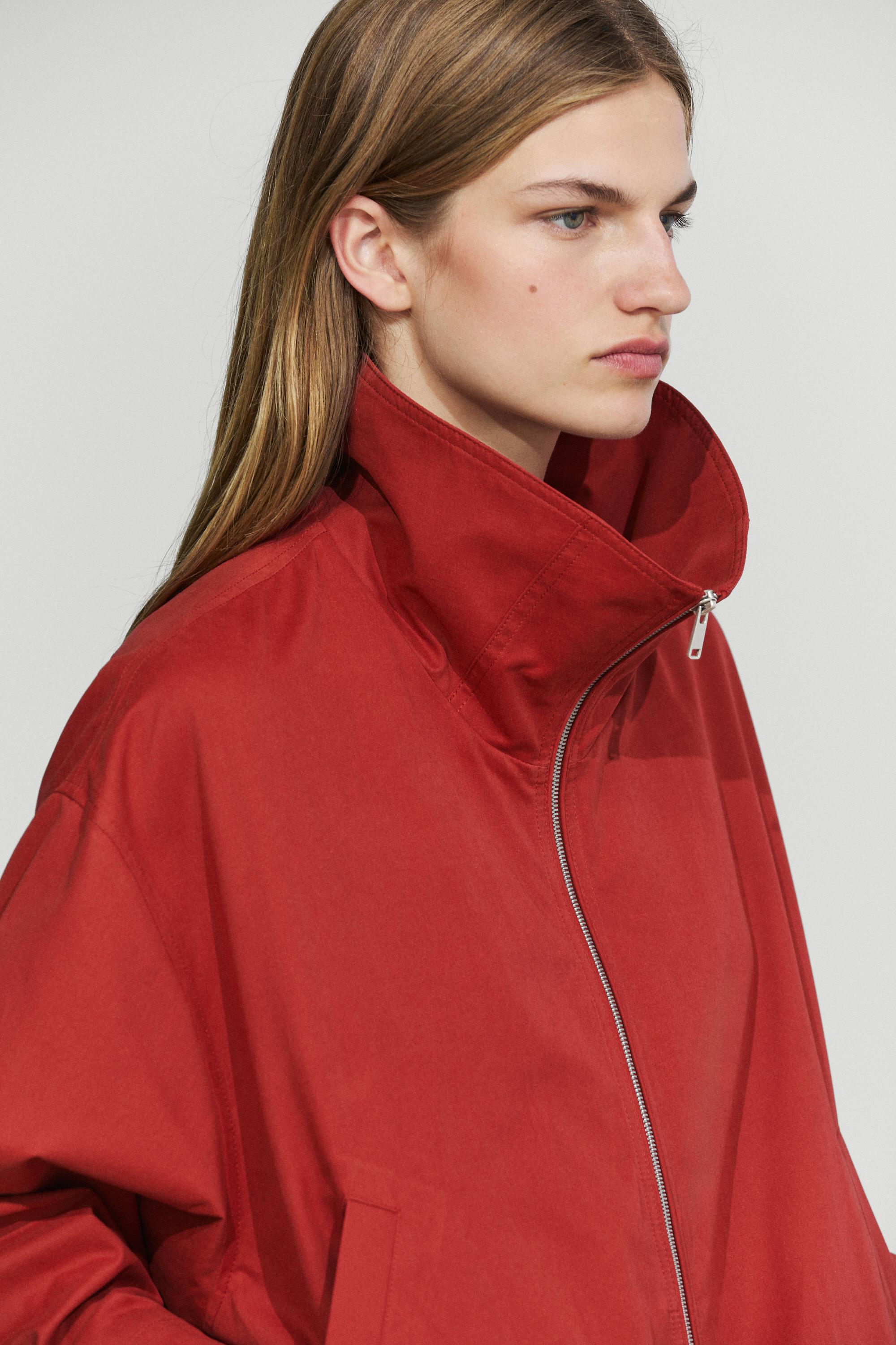 Cotton blend gathered bomber jacket - thumbnail 5