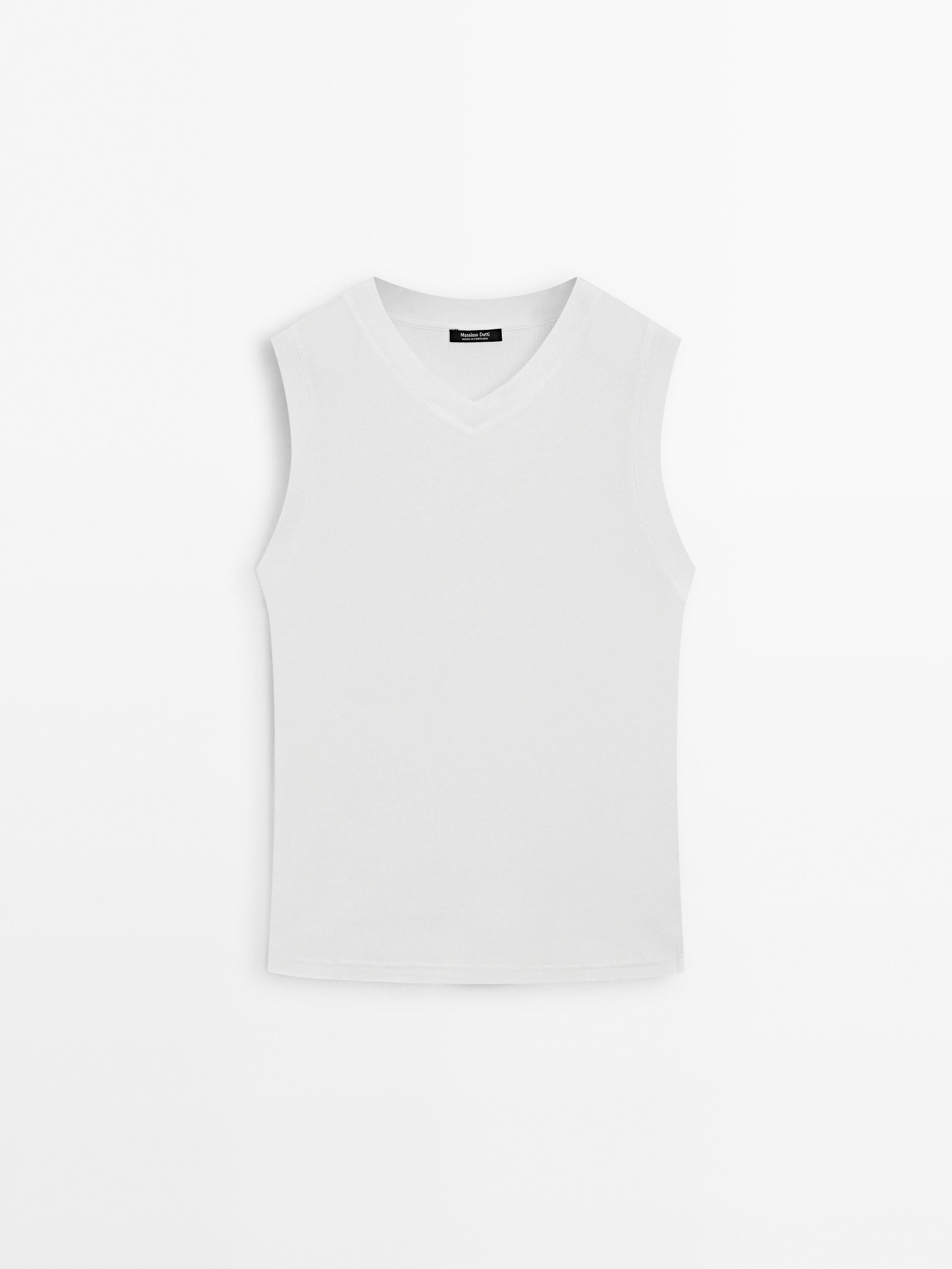 T-shirt 100 % coton à col en V