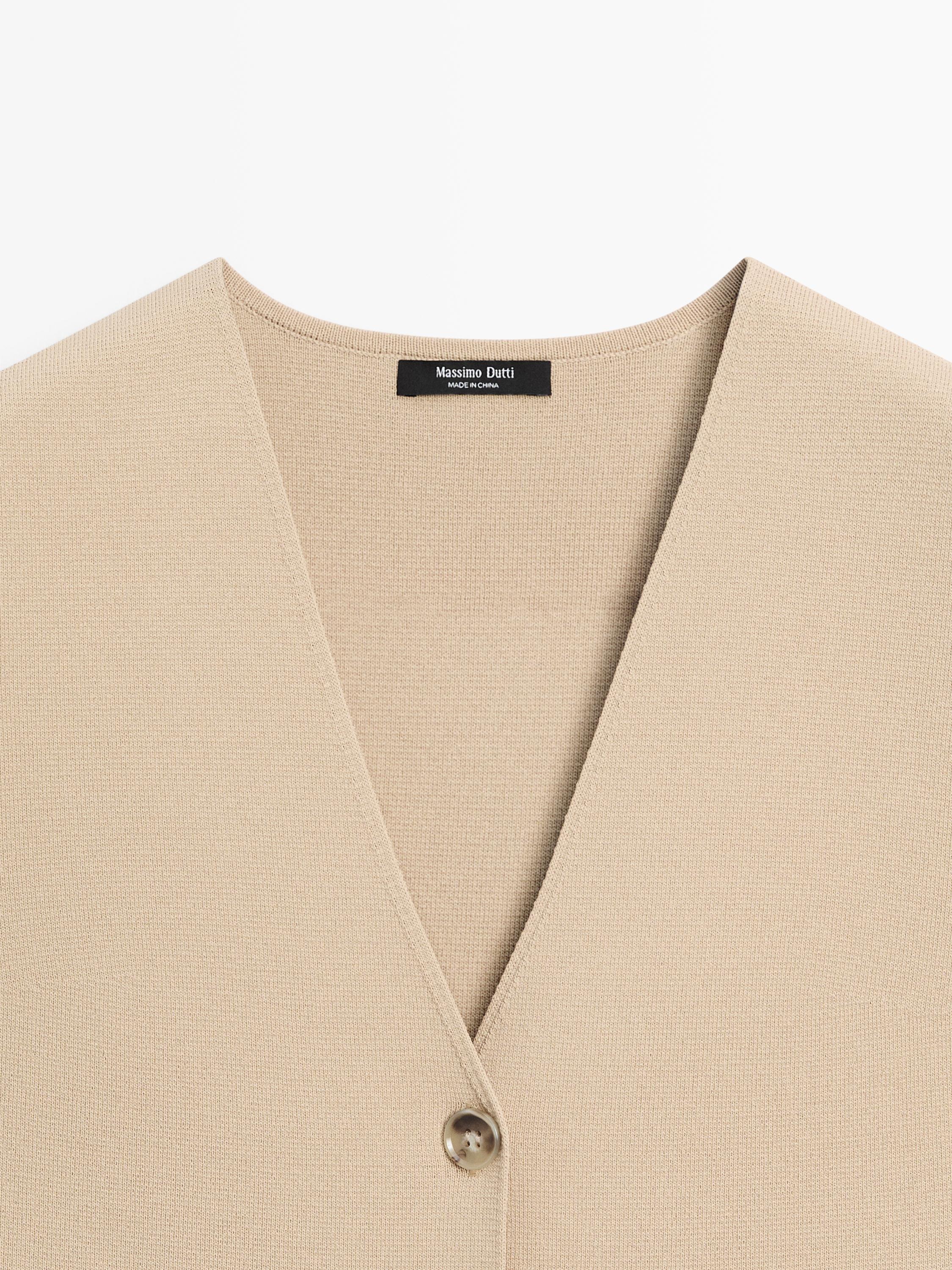 Knit waistcoat with button details — BEIGE