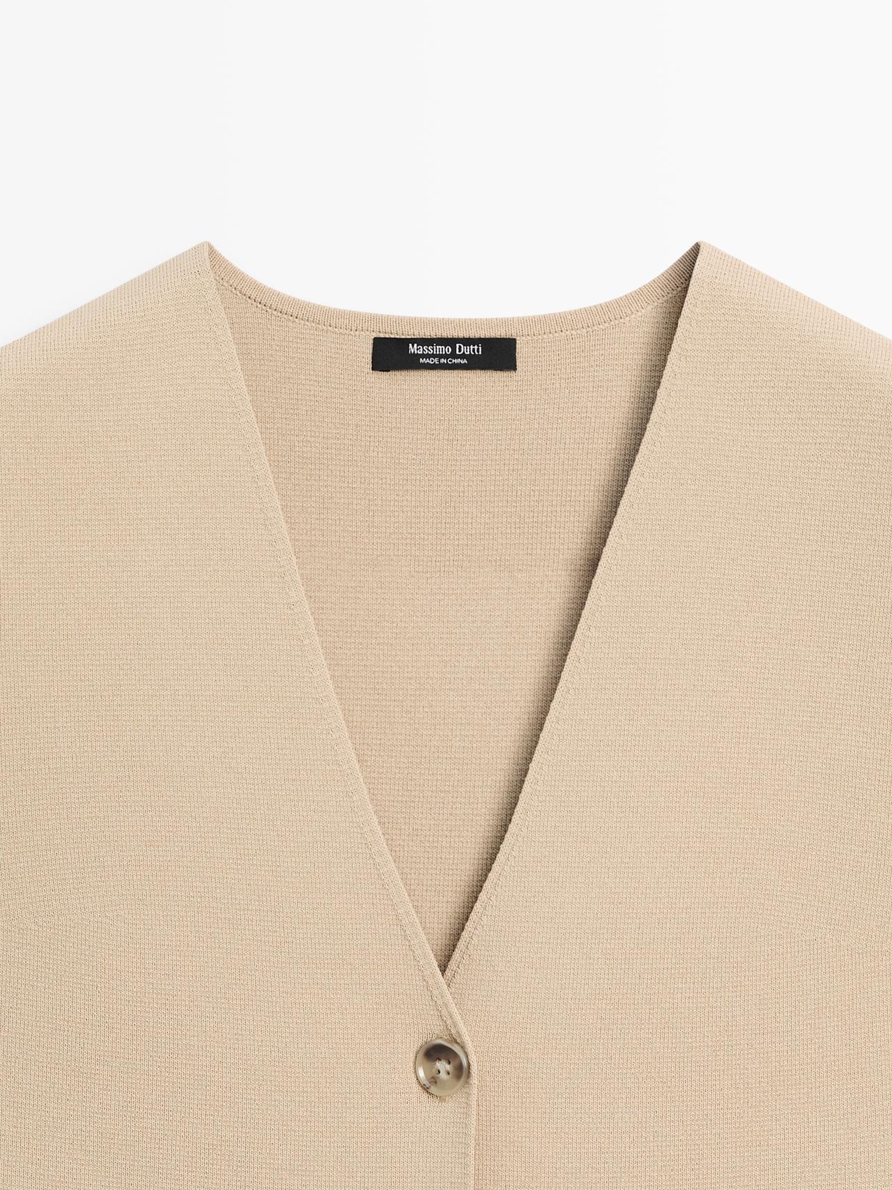 Knit waistcoat with button details — BEIGE