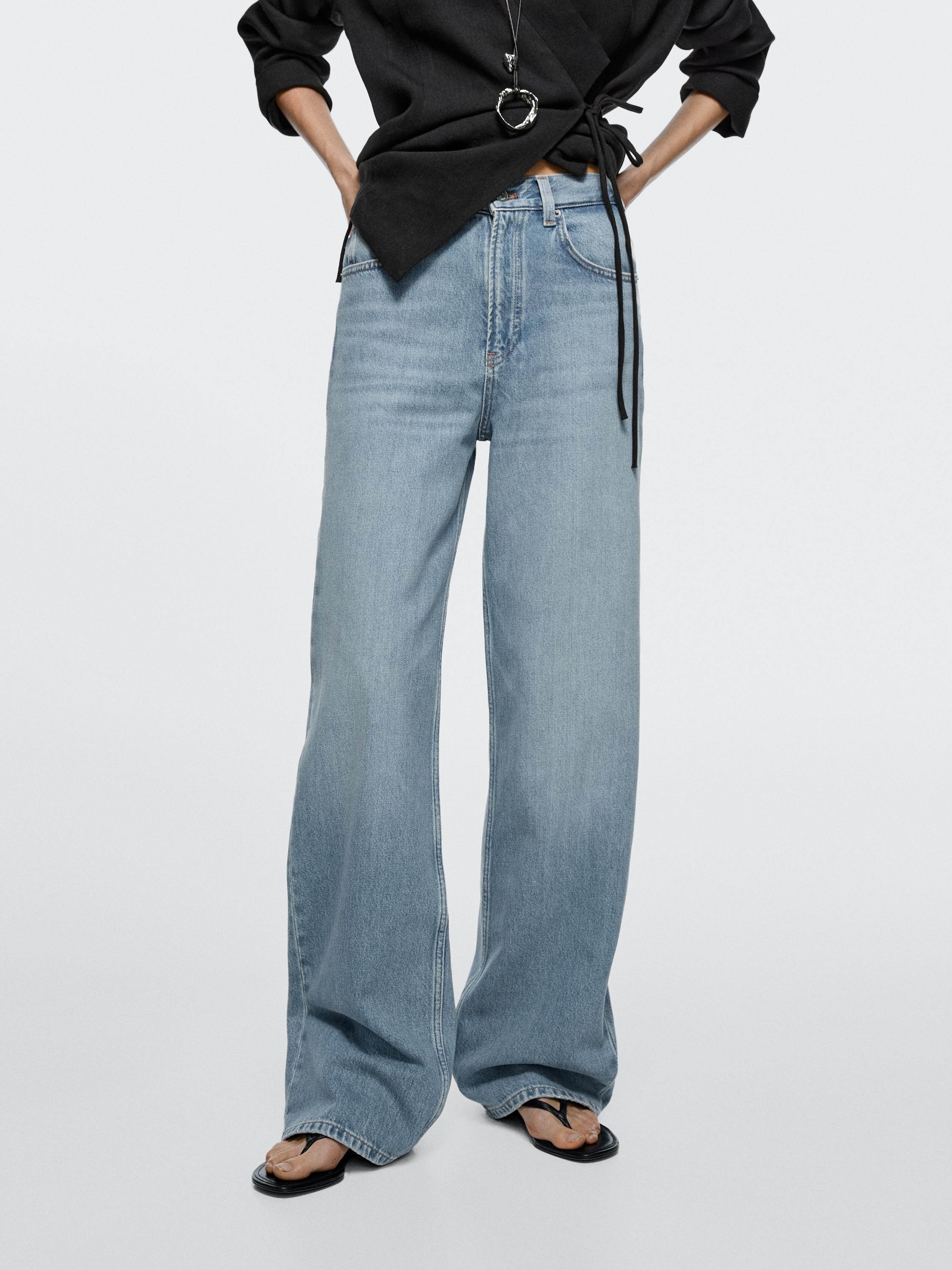 High-waist wide-leg jeans — Light Blue