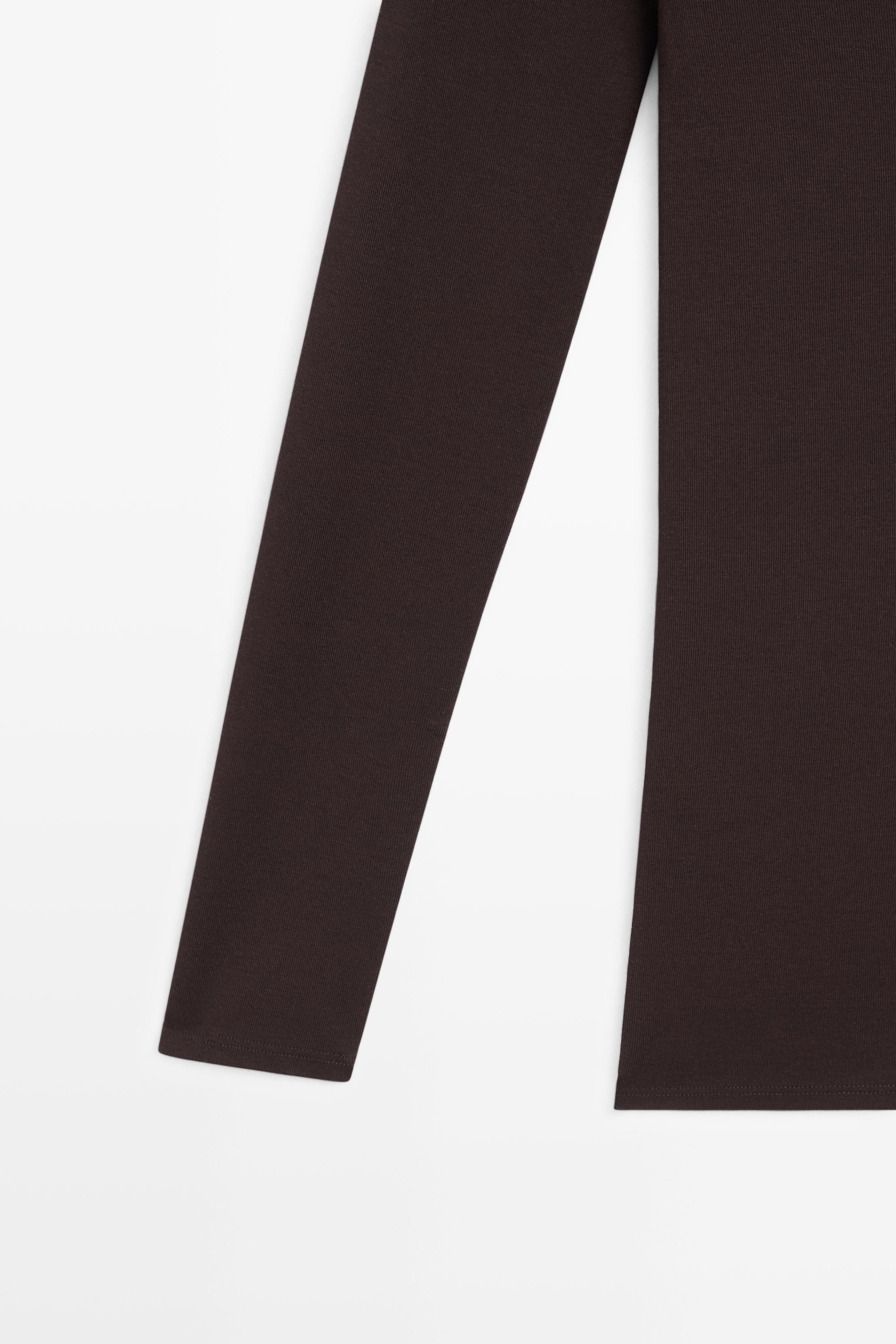 Stretch long sleeve top — BROWN