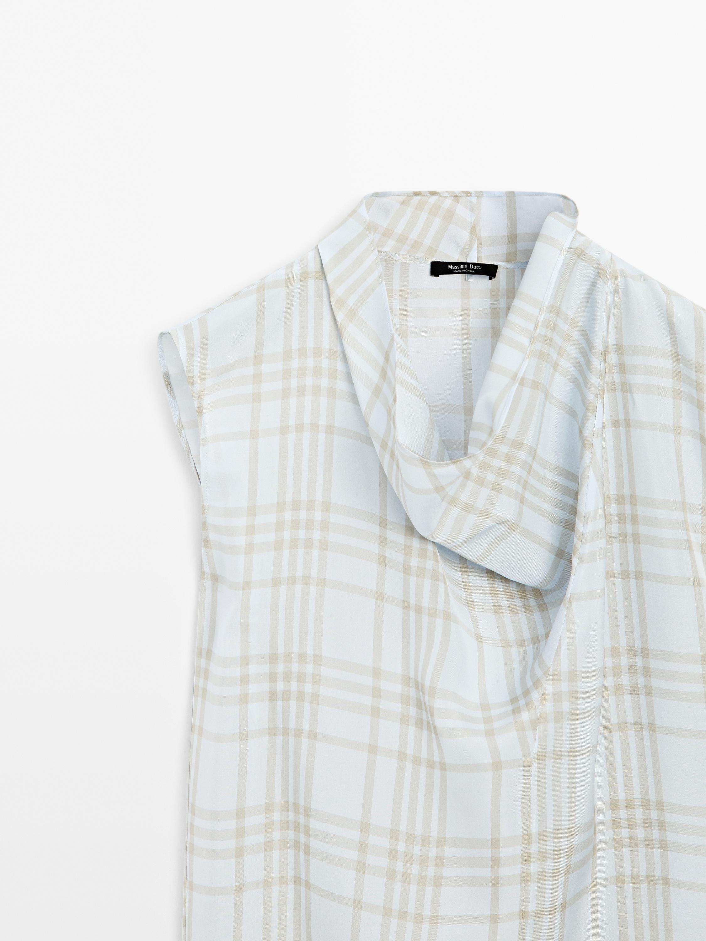Draped neck check top