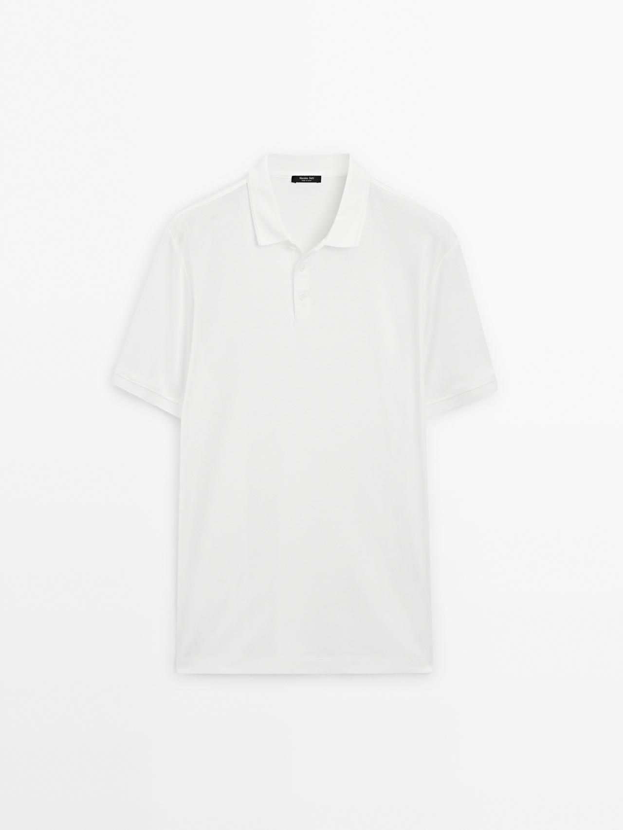 Massimo Dutti - Herre - Kortærmet Poloshirt Med Krave - Hvid - L