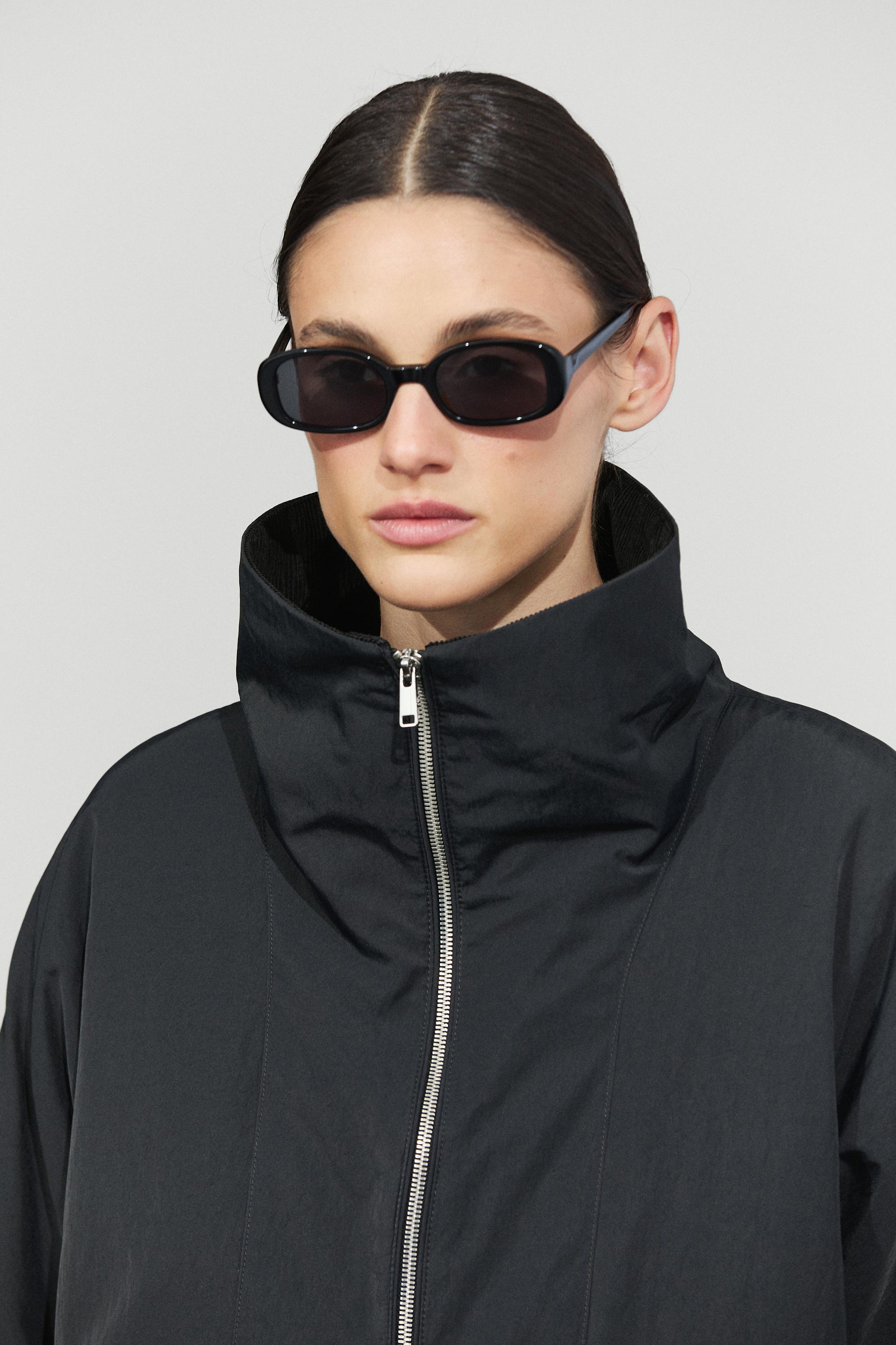 Quilted corduroy-collar parka — NAVY BLUE