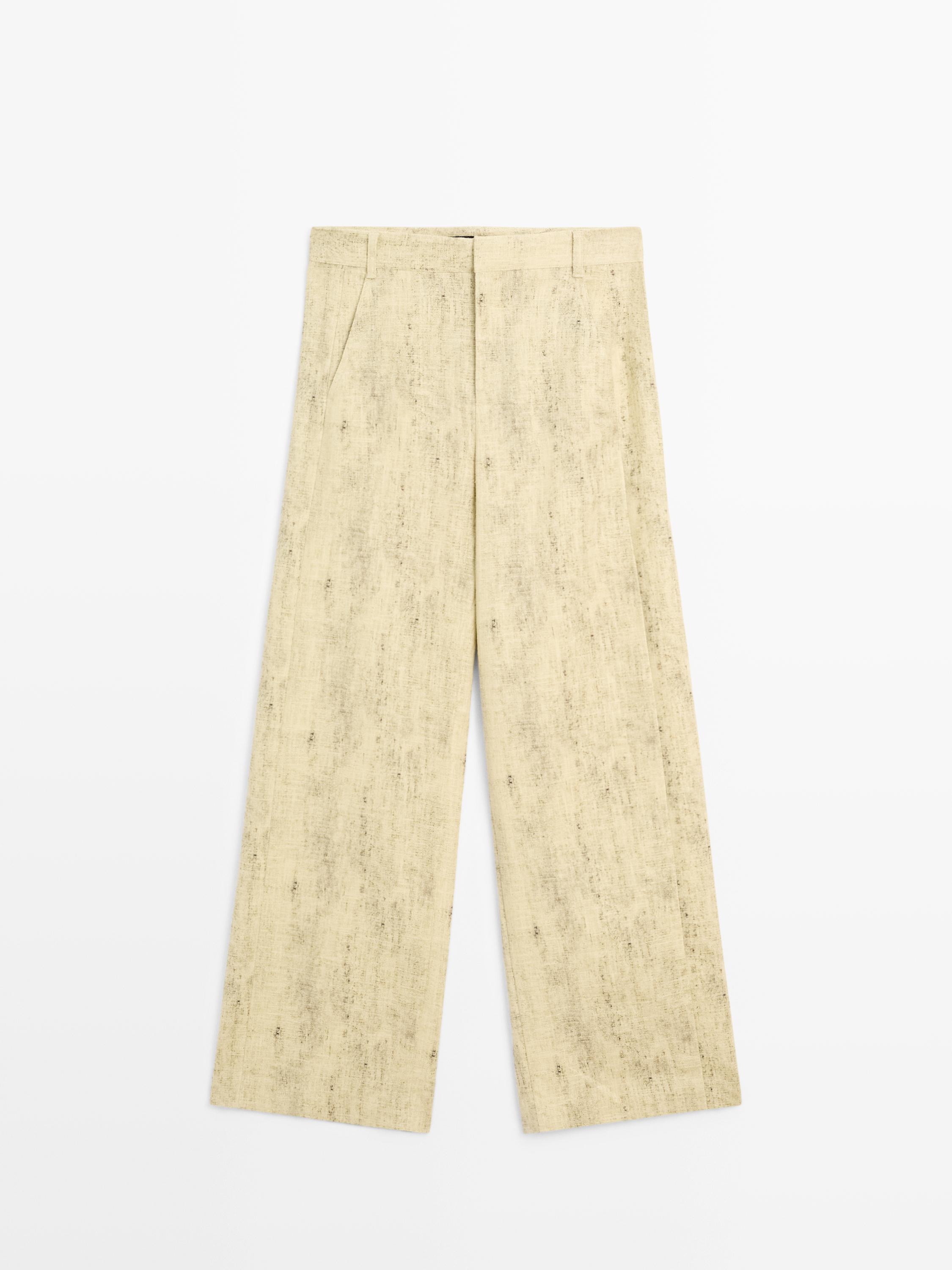 Ramie blend trousers — YELLOW