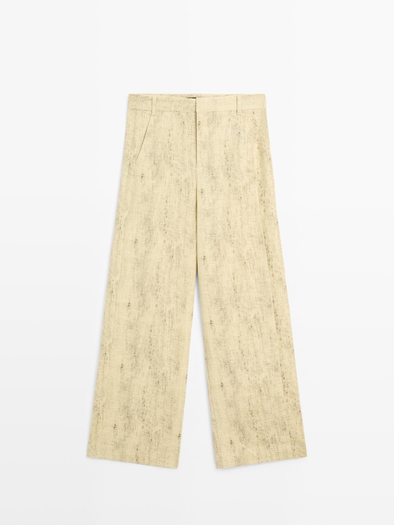 Massimo Dutti - Dames - Broek Van Ramiemix - Geel - 34