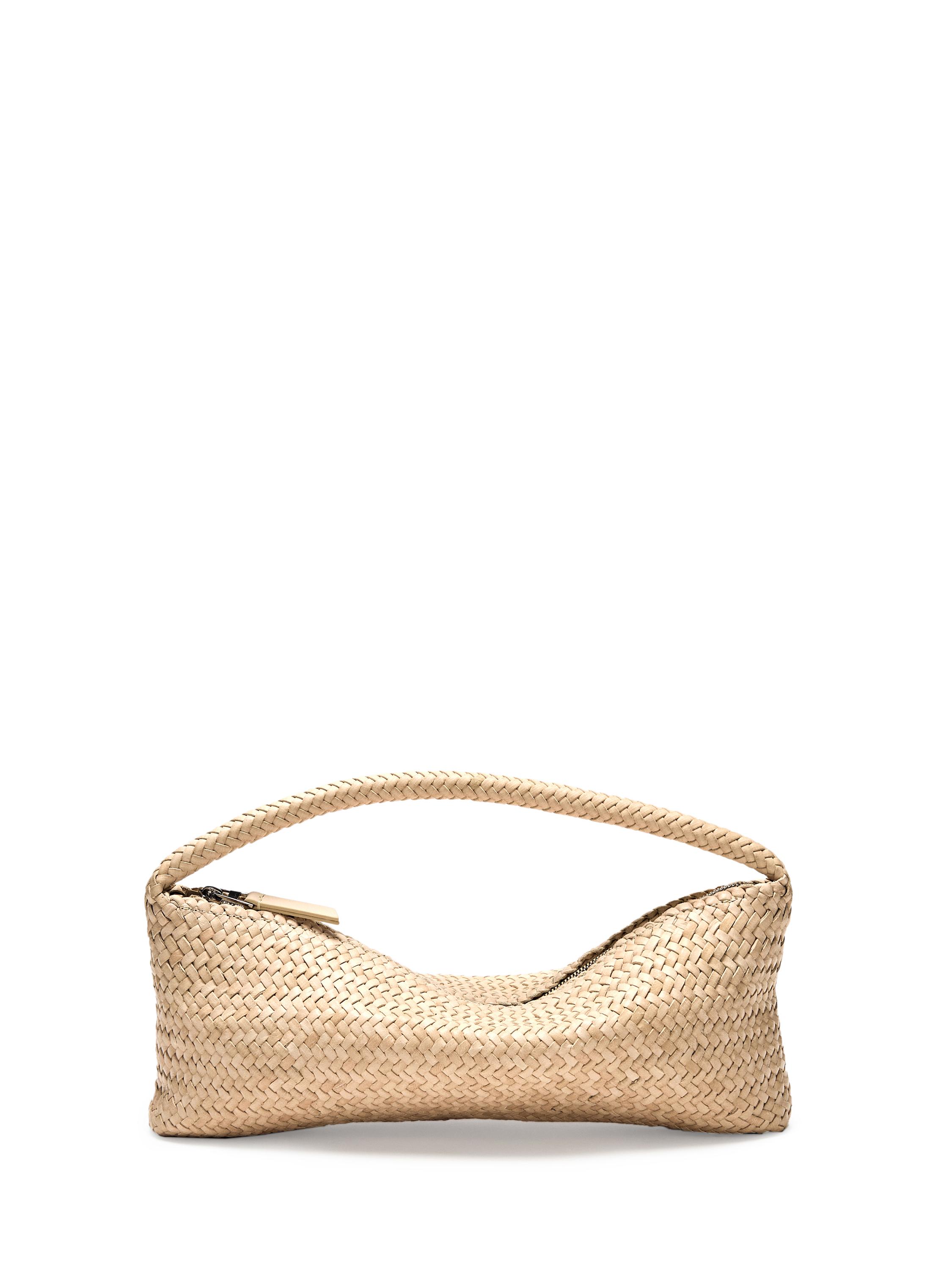 Nappa leather woven croissant bag — WHITE