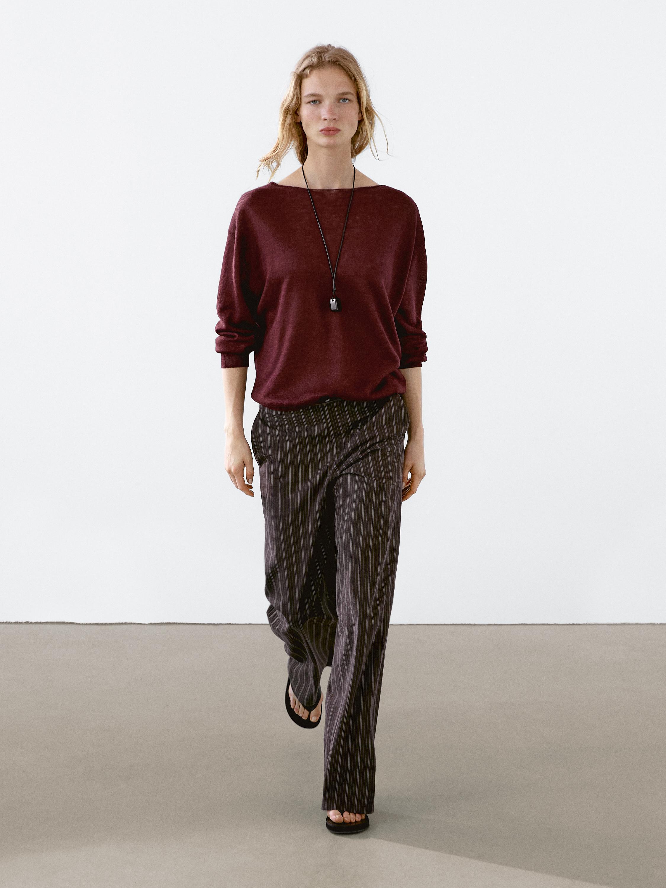 100% linen boat neck sweater