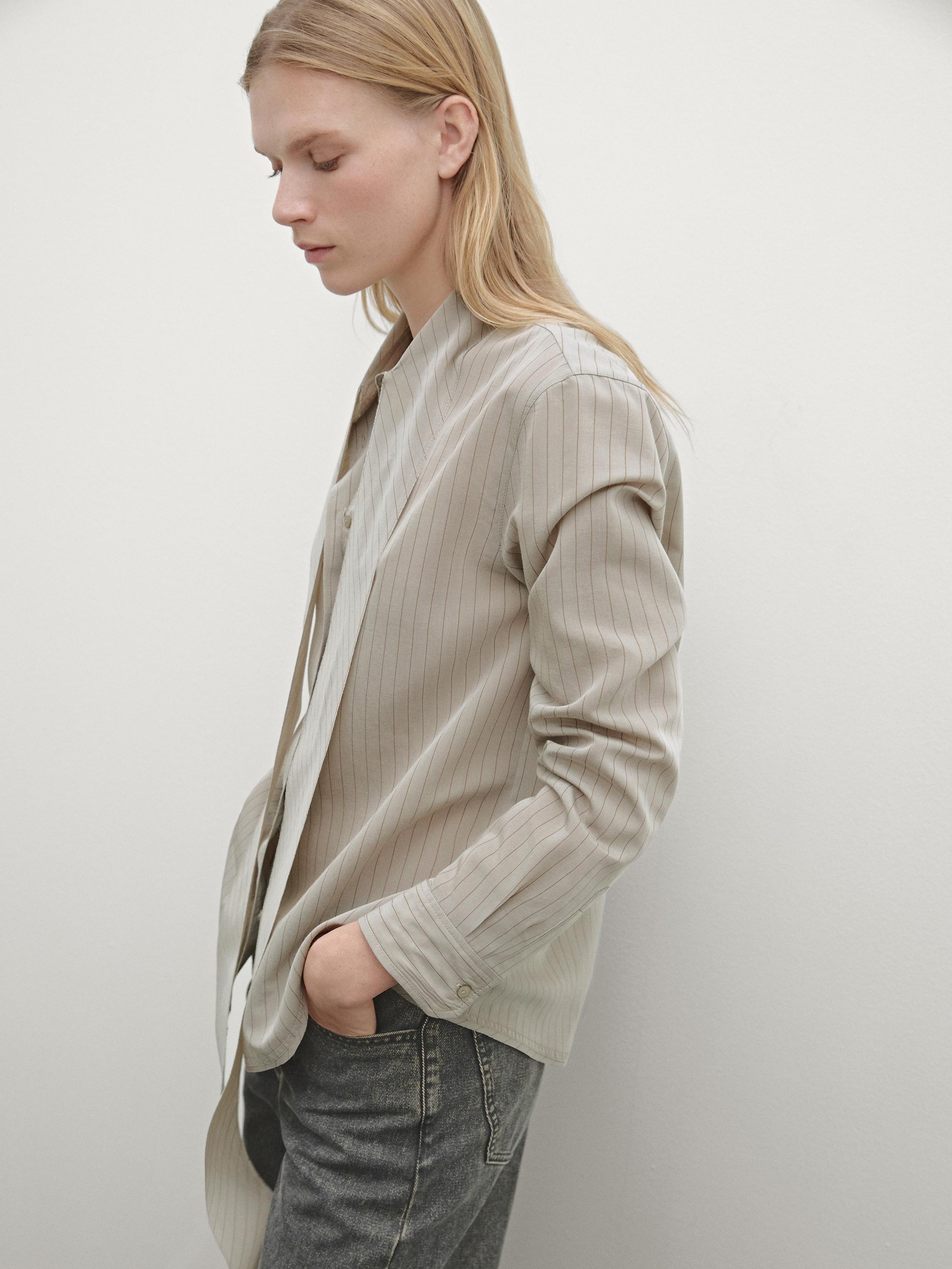 Striped shirt with tie detail