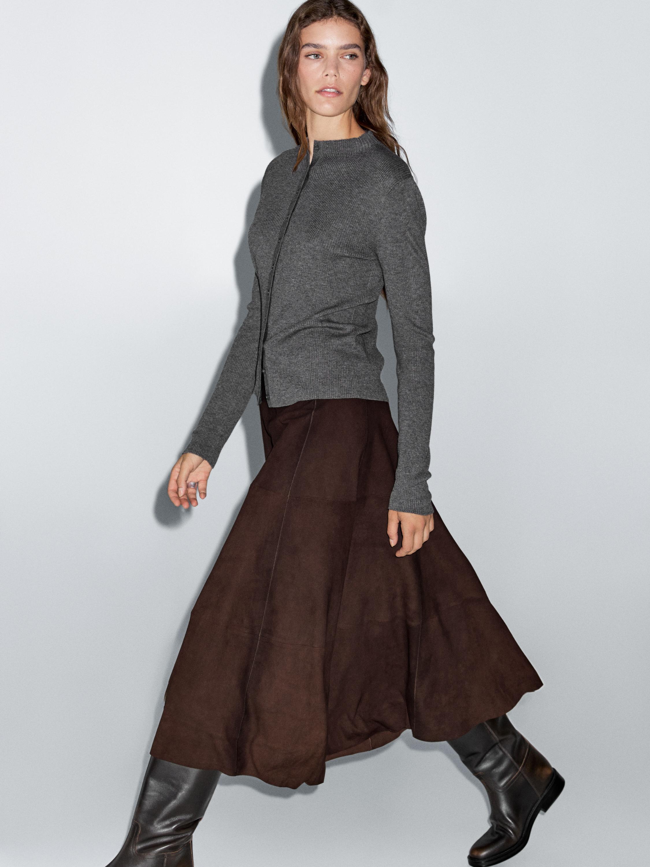 Ribbed wool blend cardigan