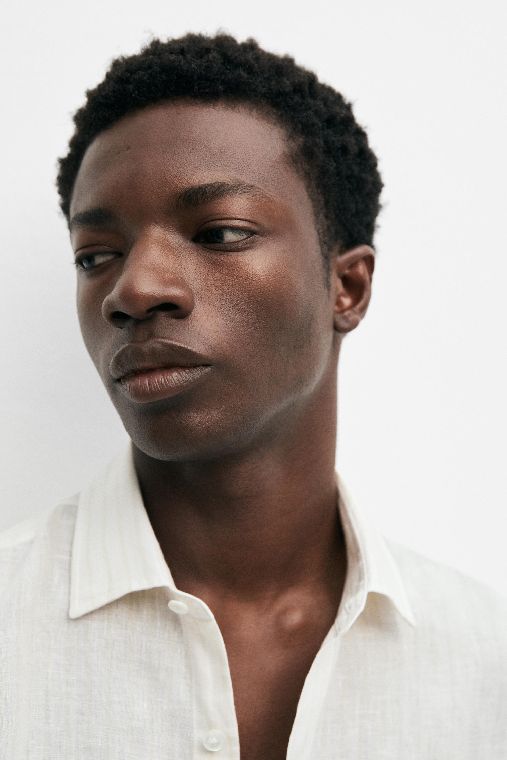 100% linen regular fit shirt — BEIGE