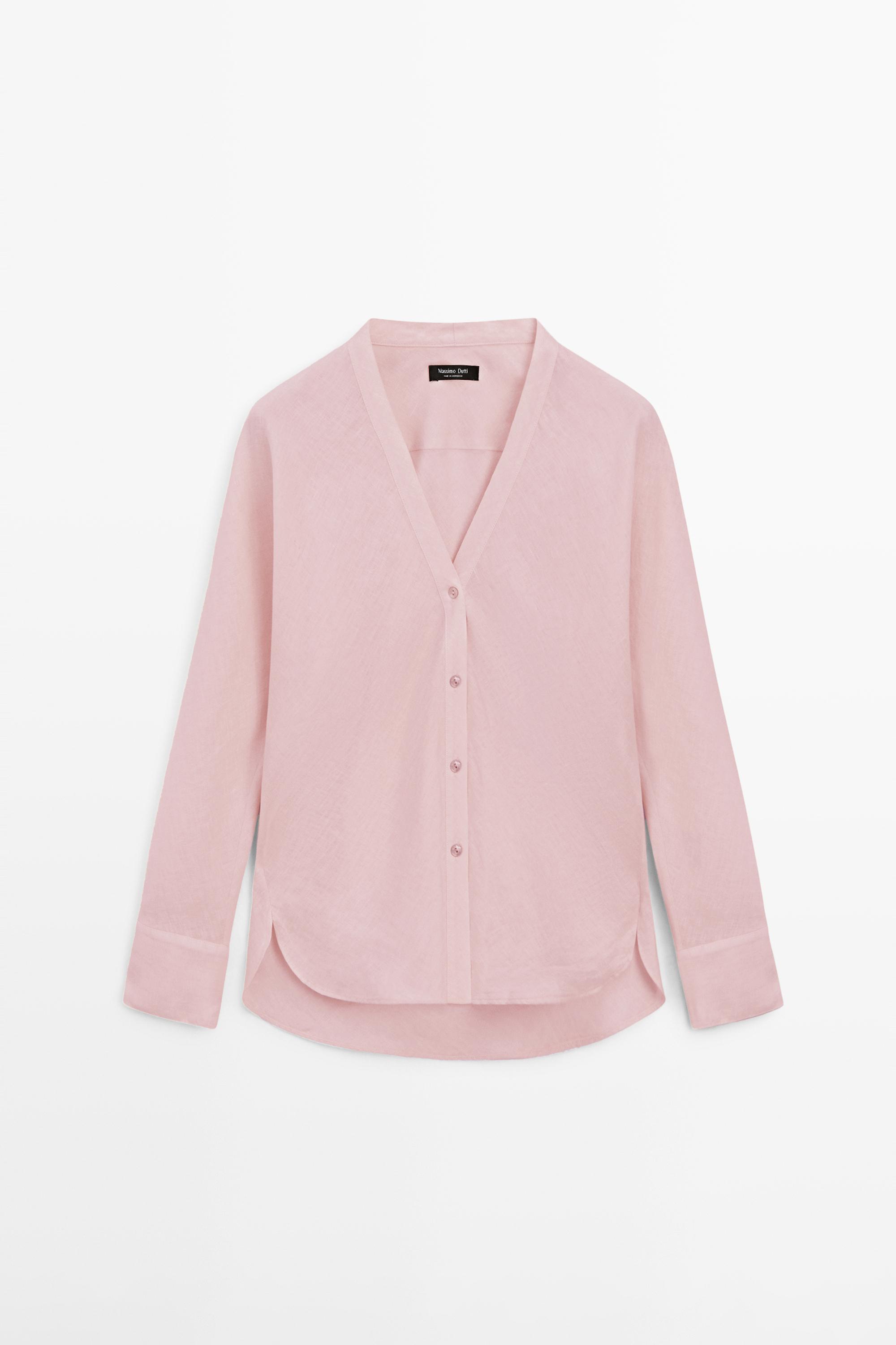 100% linnen T-shirt met V-hals