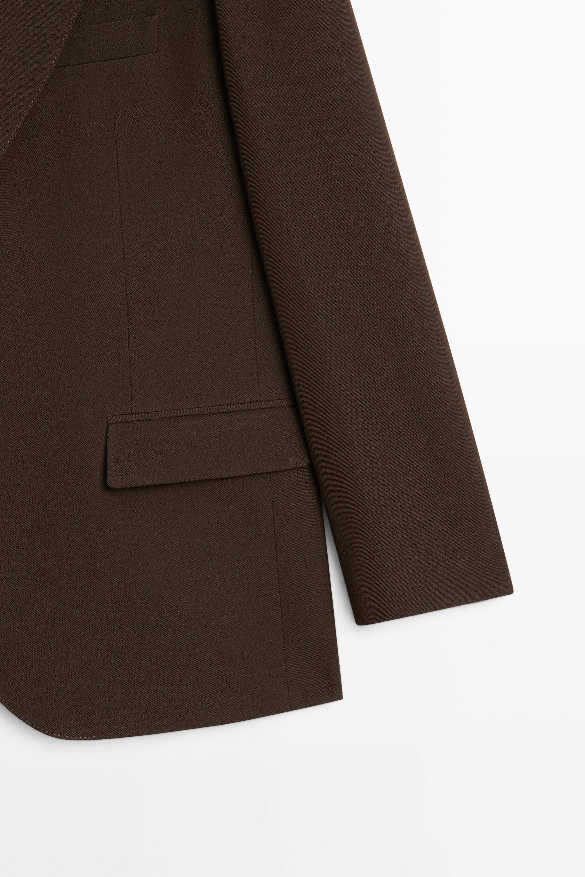 Fluid wool blend blazer total look — BROWN