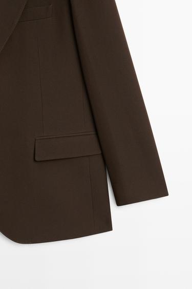 Fluid wool blend total look blazer — BROWN 7