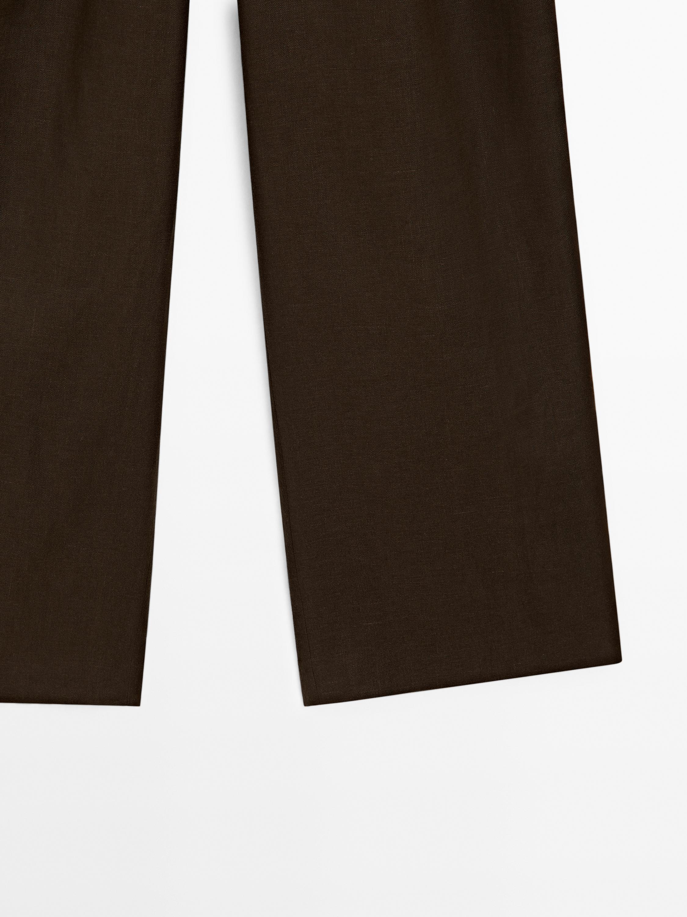 100% linen triple darted trousers
