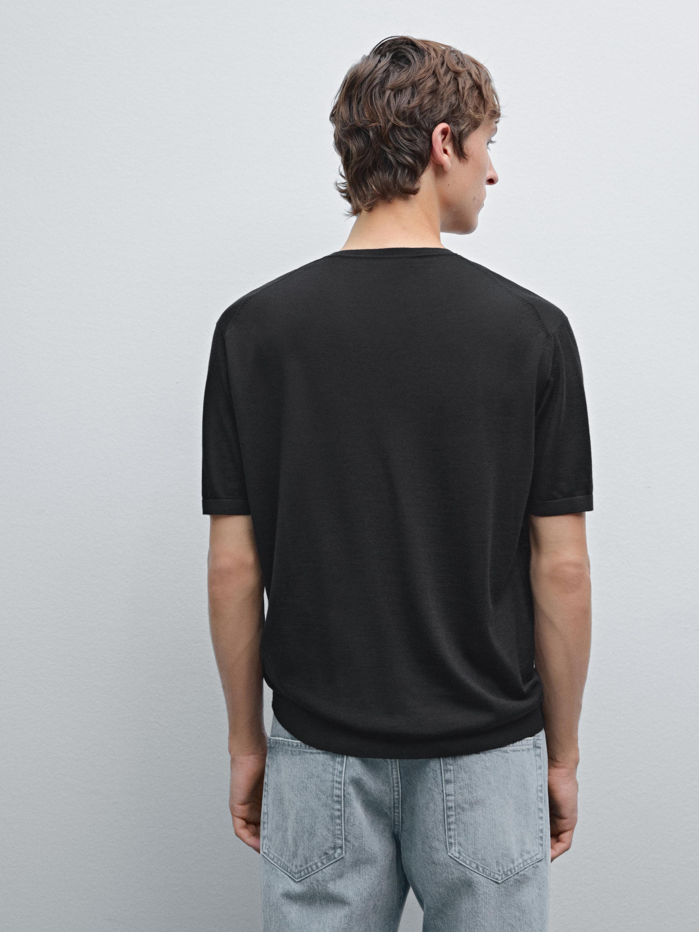Short sleeve knit wool blend T-shirt